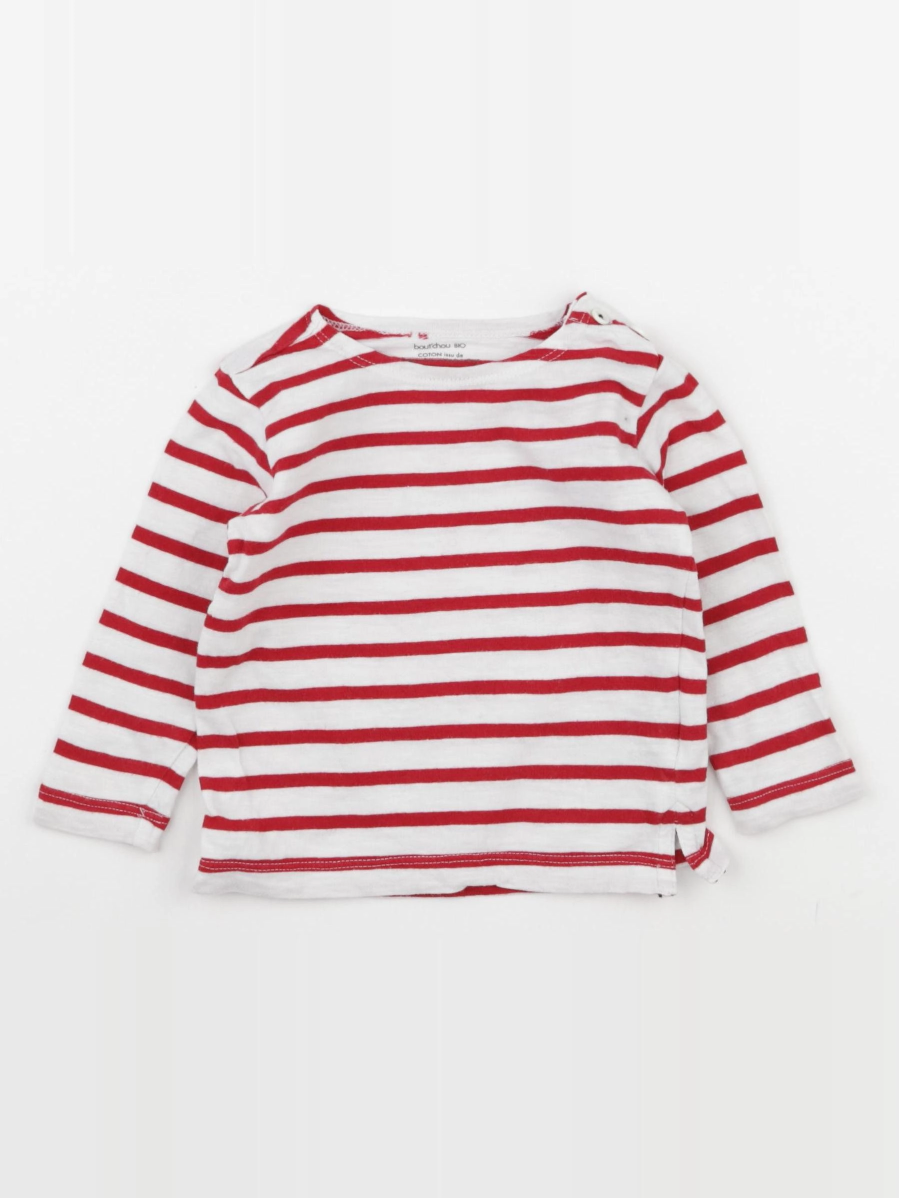 Boutchou - tee-shirt blanc, rouge - 12 mois