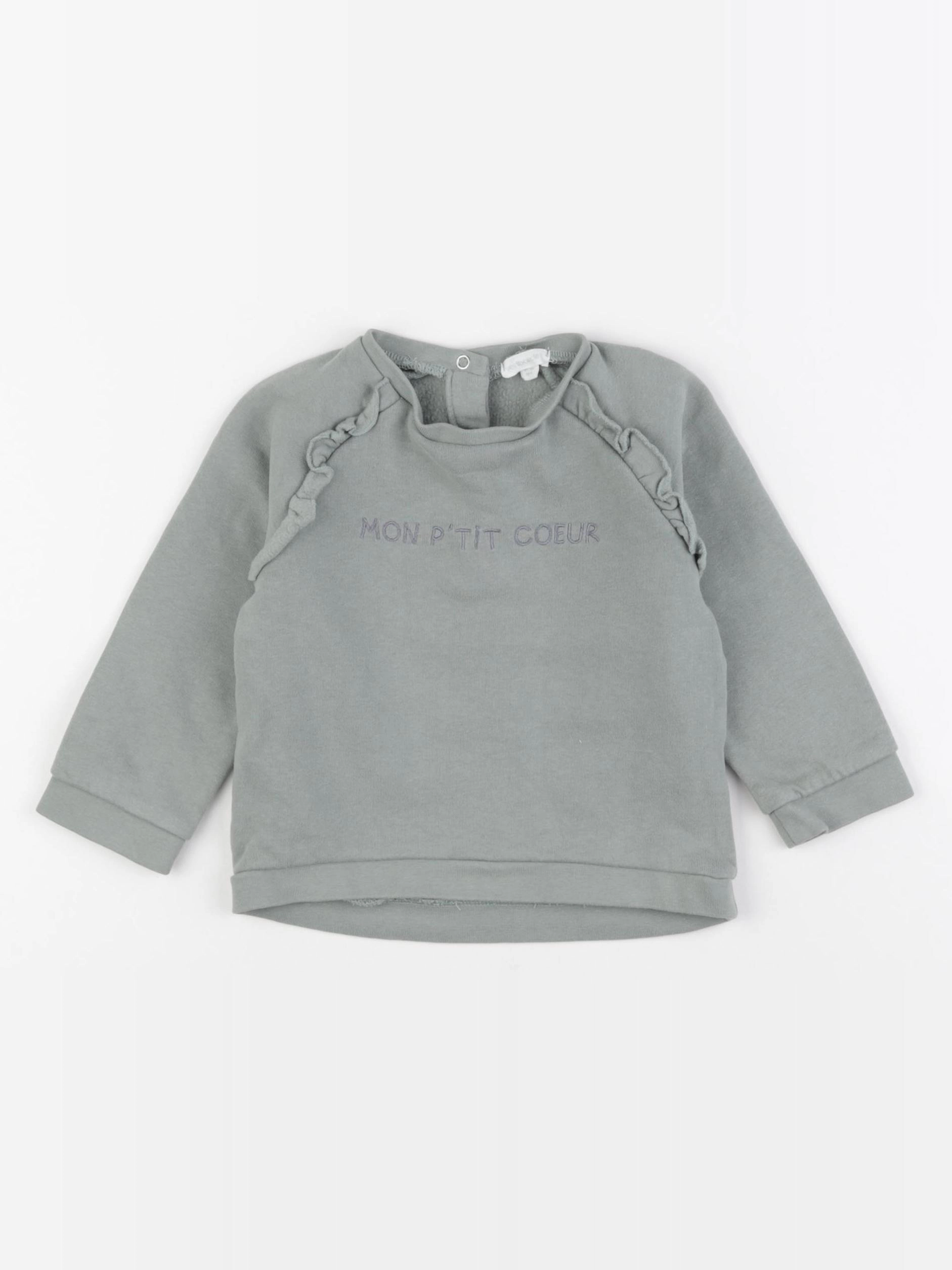 Vertbaudet - sweat vert - 18 mois