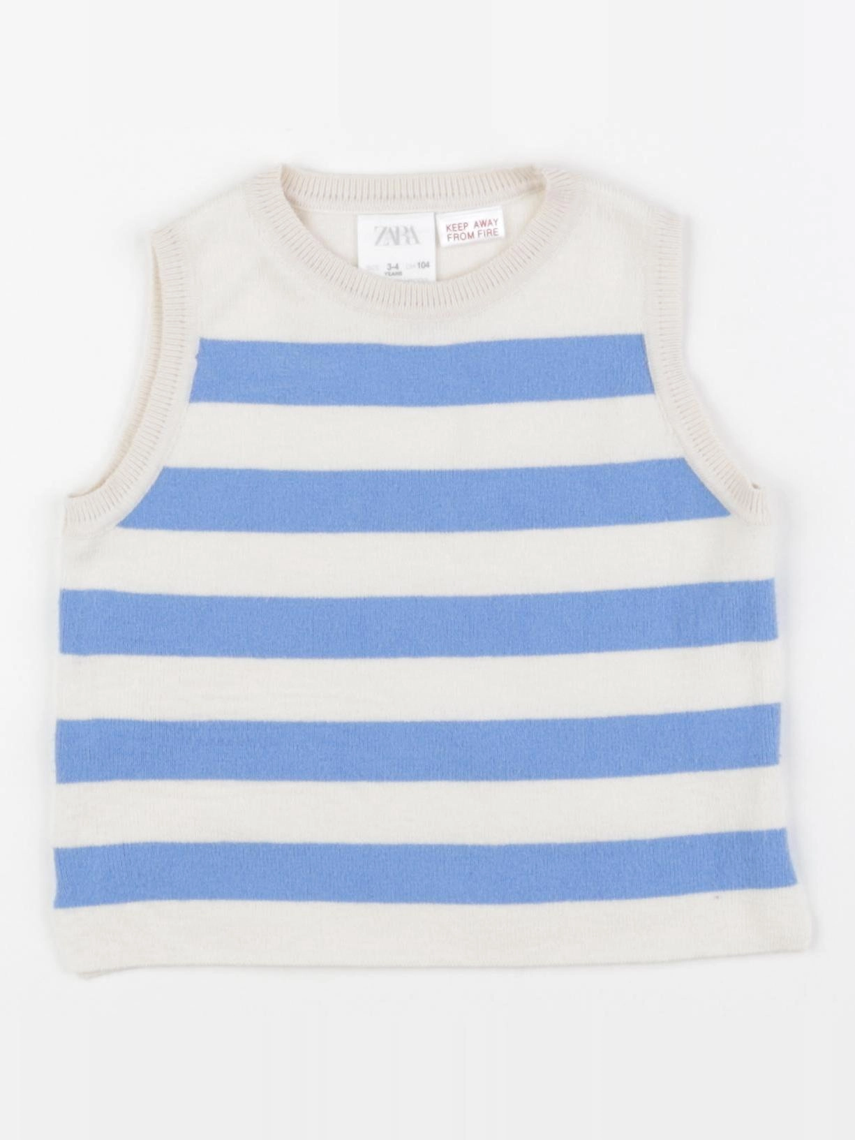 Zara - gilet beige, bleu - 3/4 ans