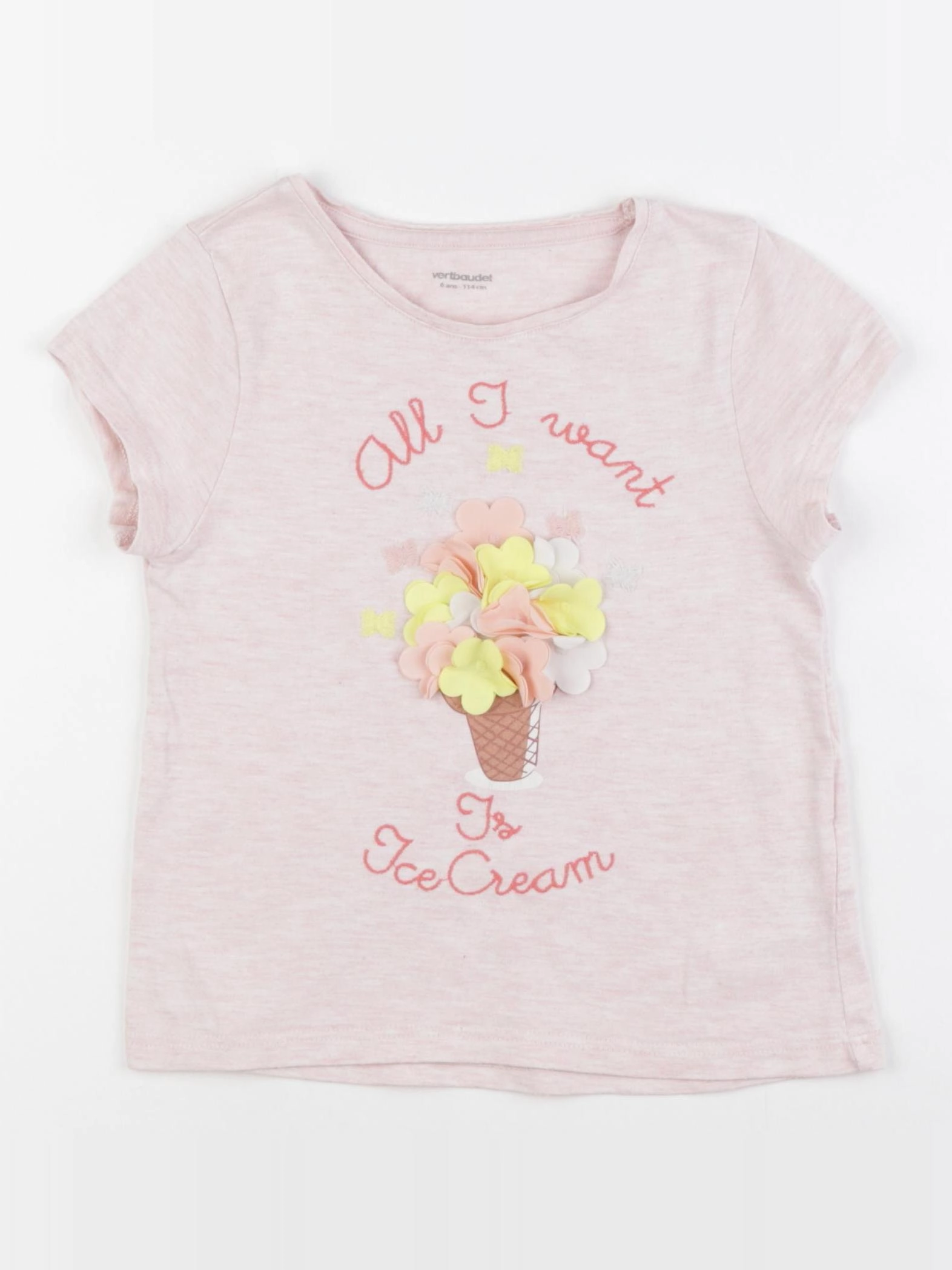 Vertbaudet - tee-shirt rose - 6 ans