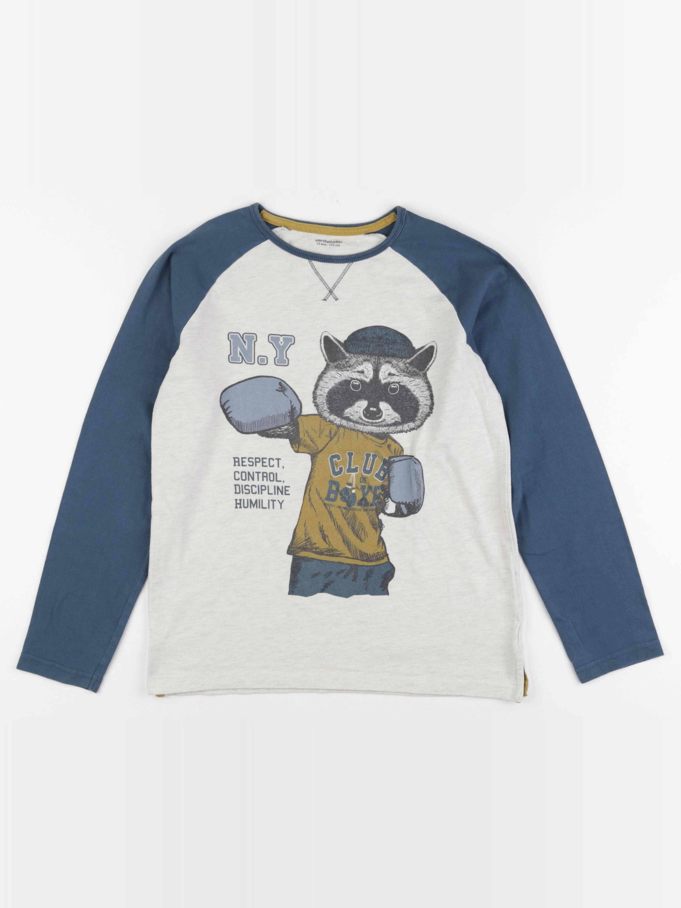 Vertbaudet - tee-shirt bleu, beige - 12 ans