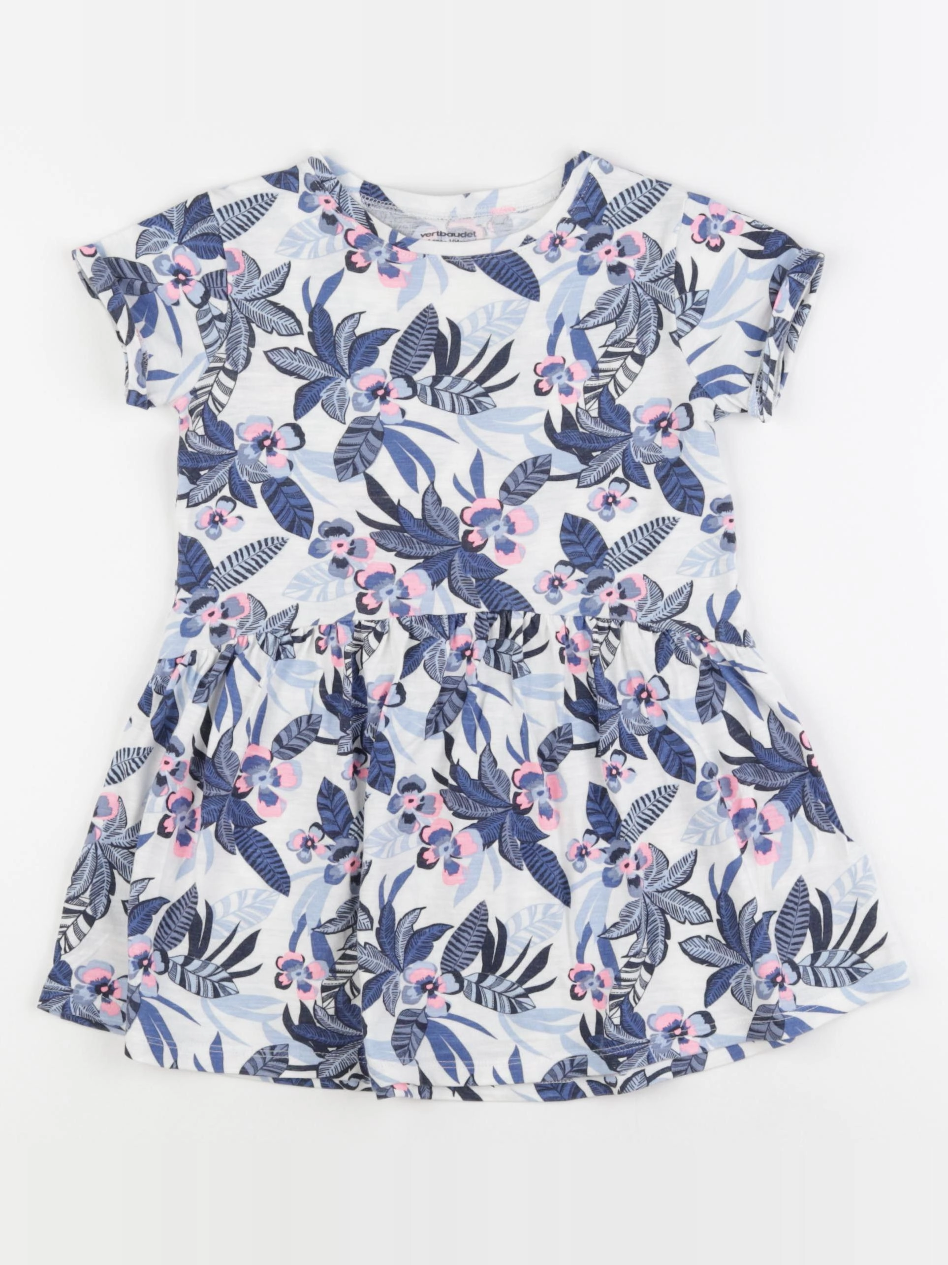 Vertbaudet - robe blanc, bleu - 4 ans