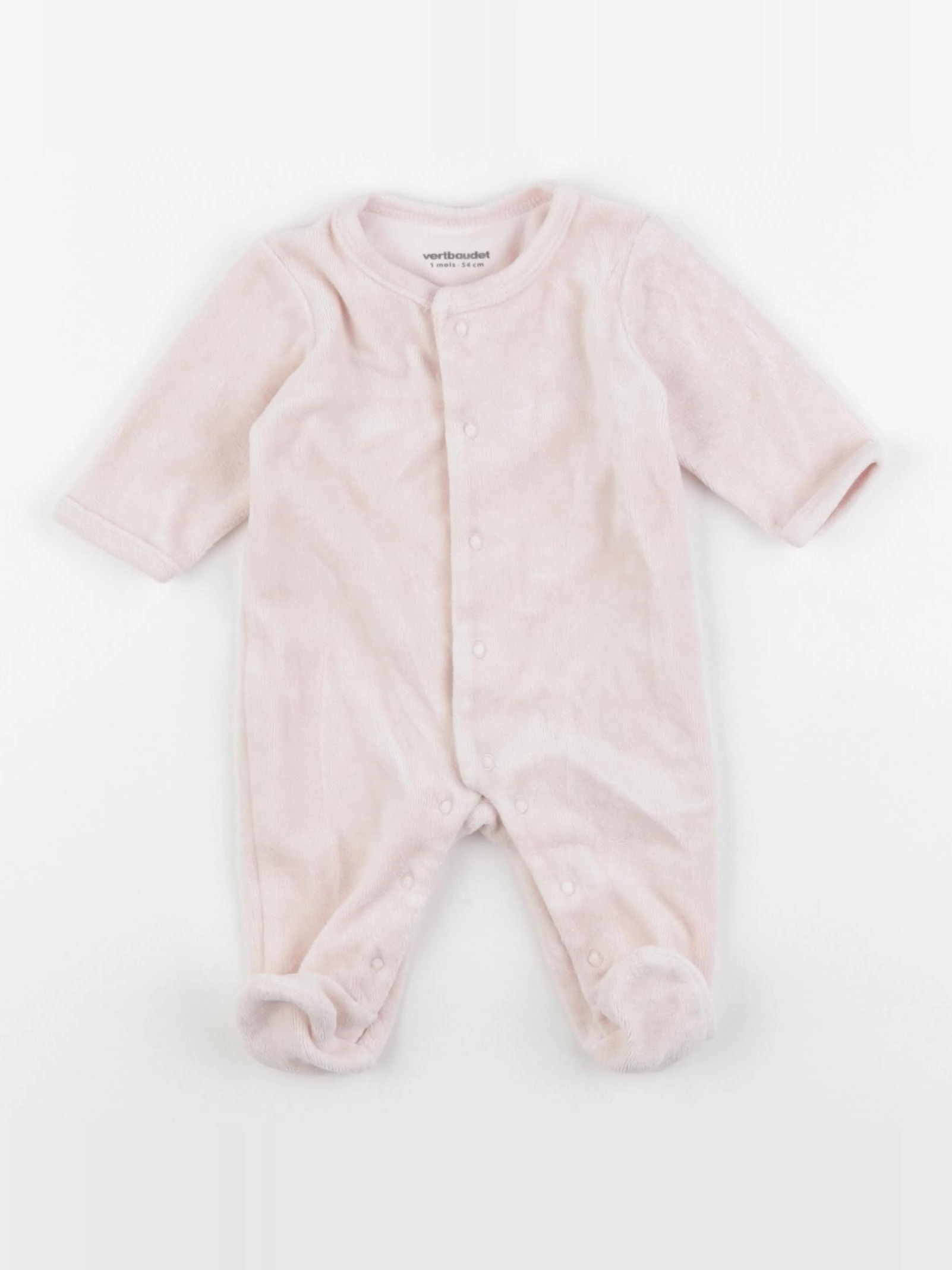 Vertbaudet - pyjama velours rose - 1 mois