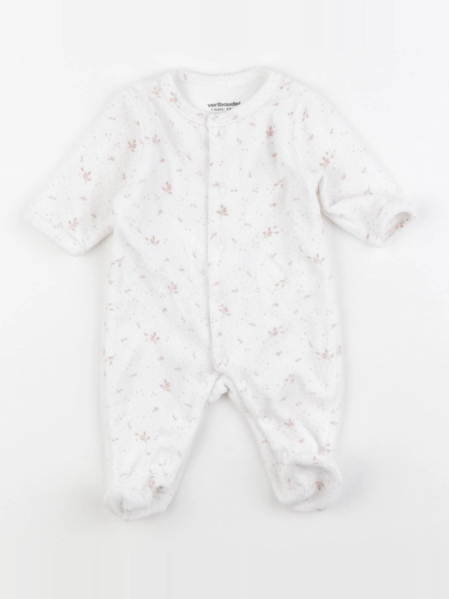 Vertbaudet - pyjama velours blanc - 1 mois