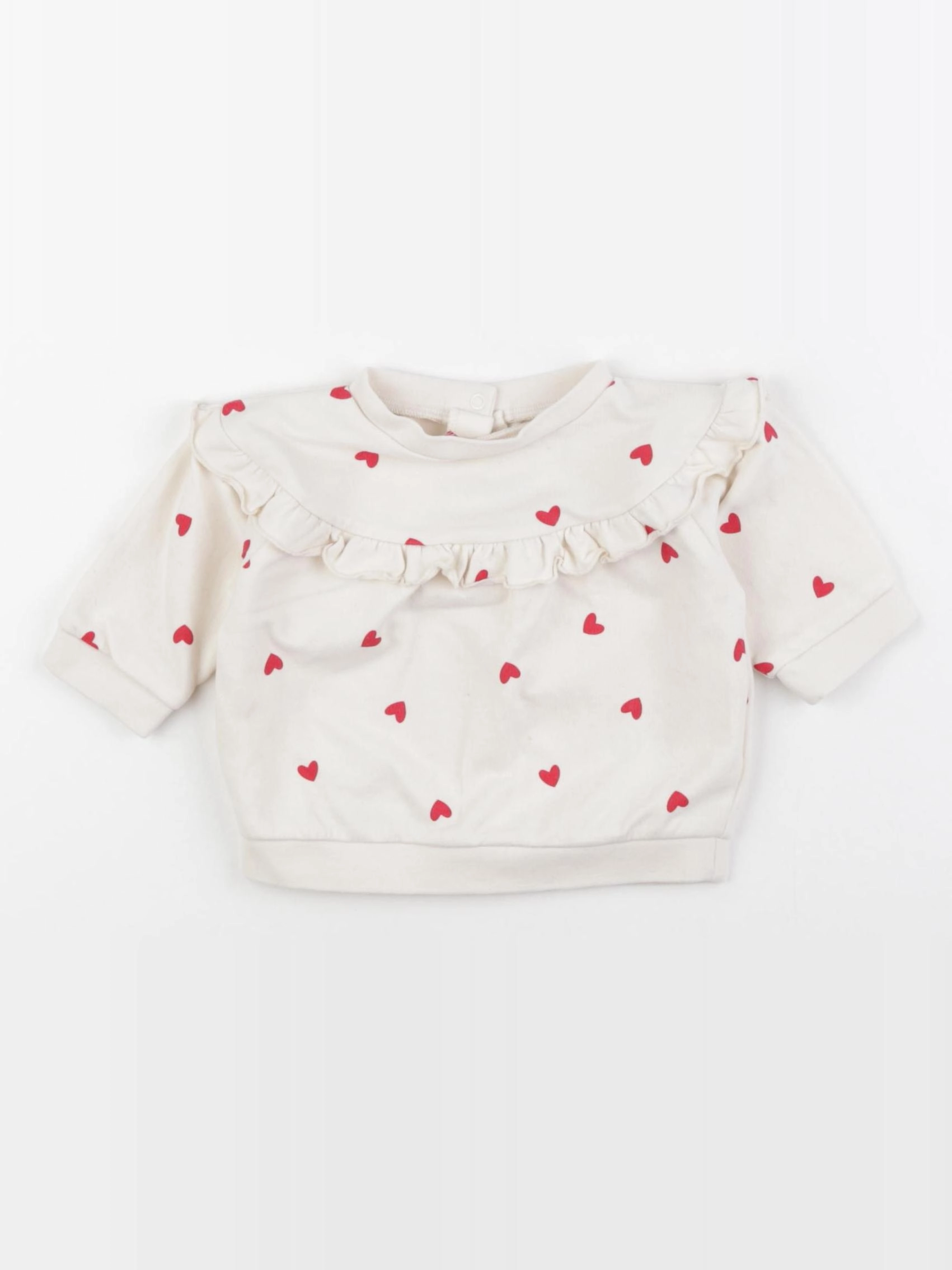 Vertbaudet - sweat beige, rouge - 3 mois