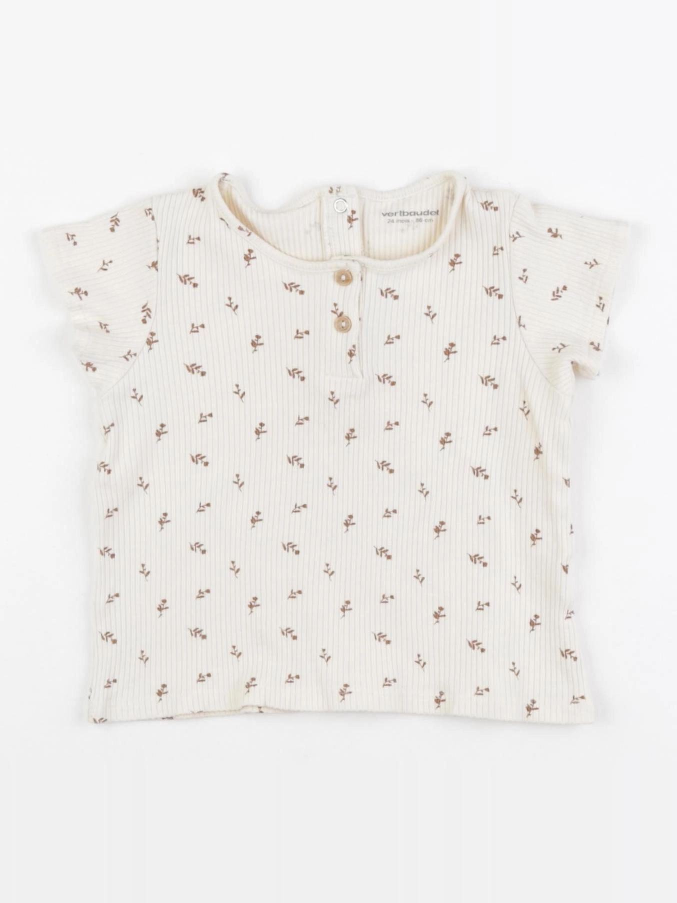 Vertbaudet - tee-shirt beige - 24 mois