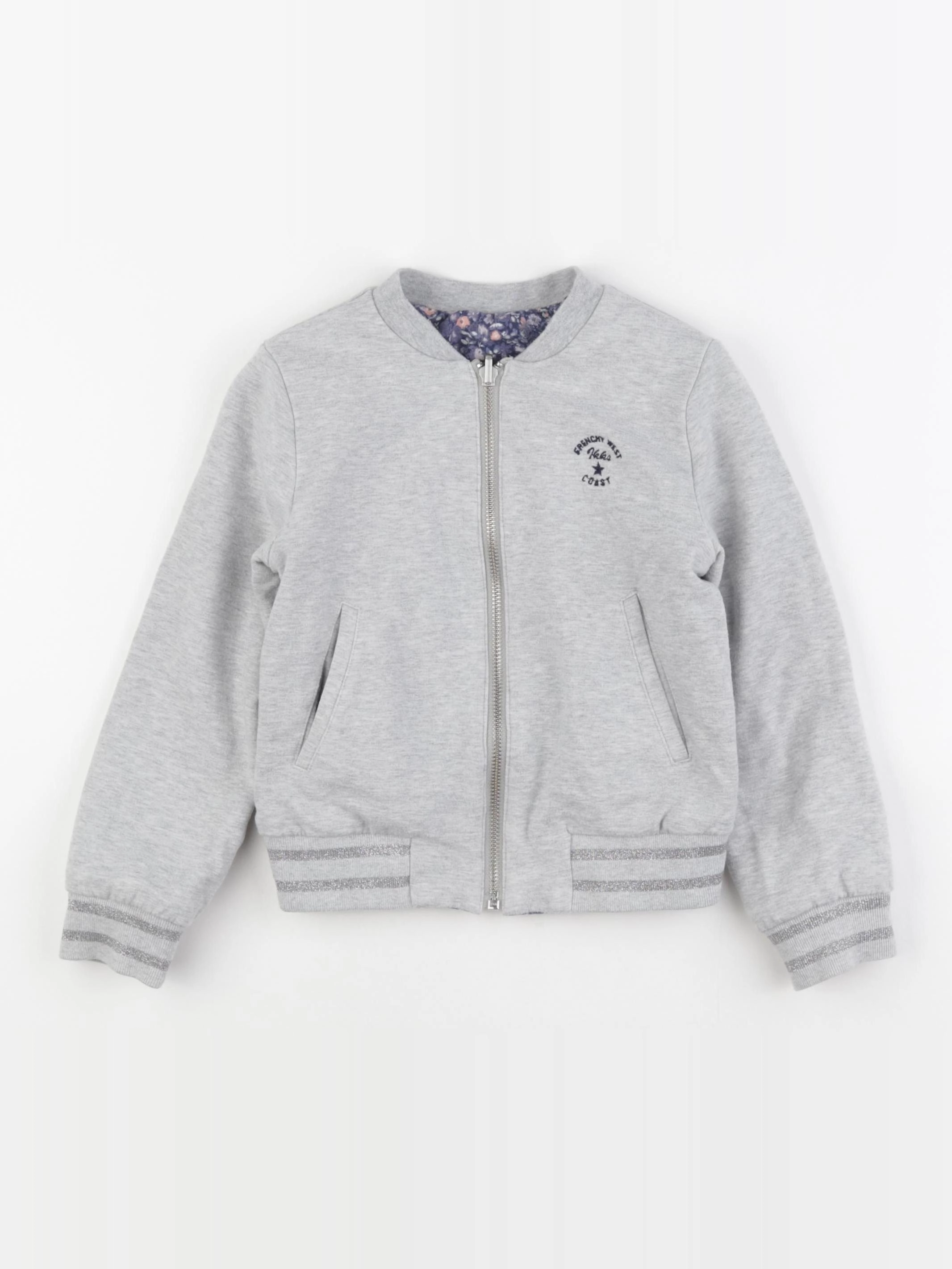 IKKS - sweat réversible, imprimé au dos gris, bleu - 6 ans