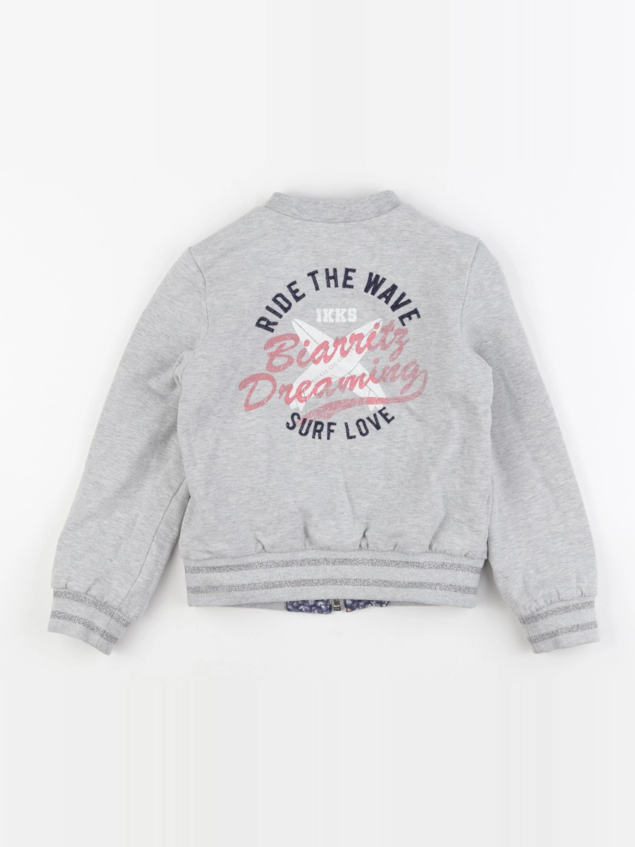 IKKS - sweat réversible, imprimé au dos gris, bleu - 6 ans