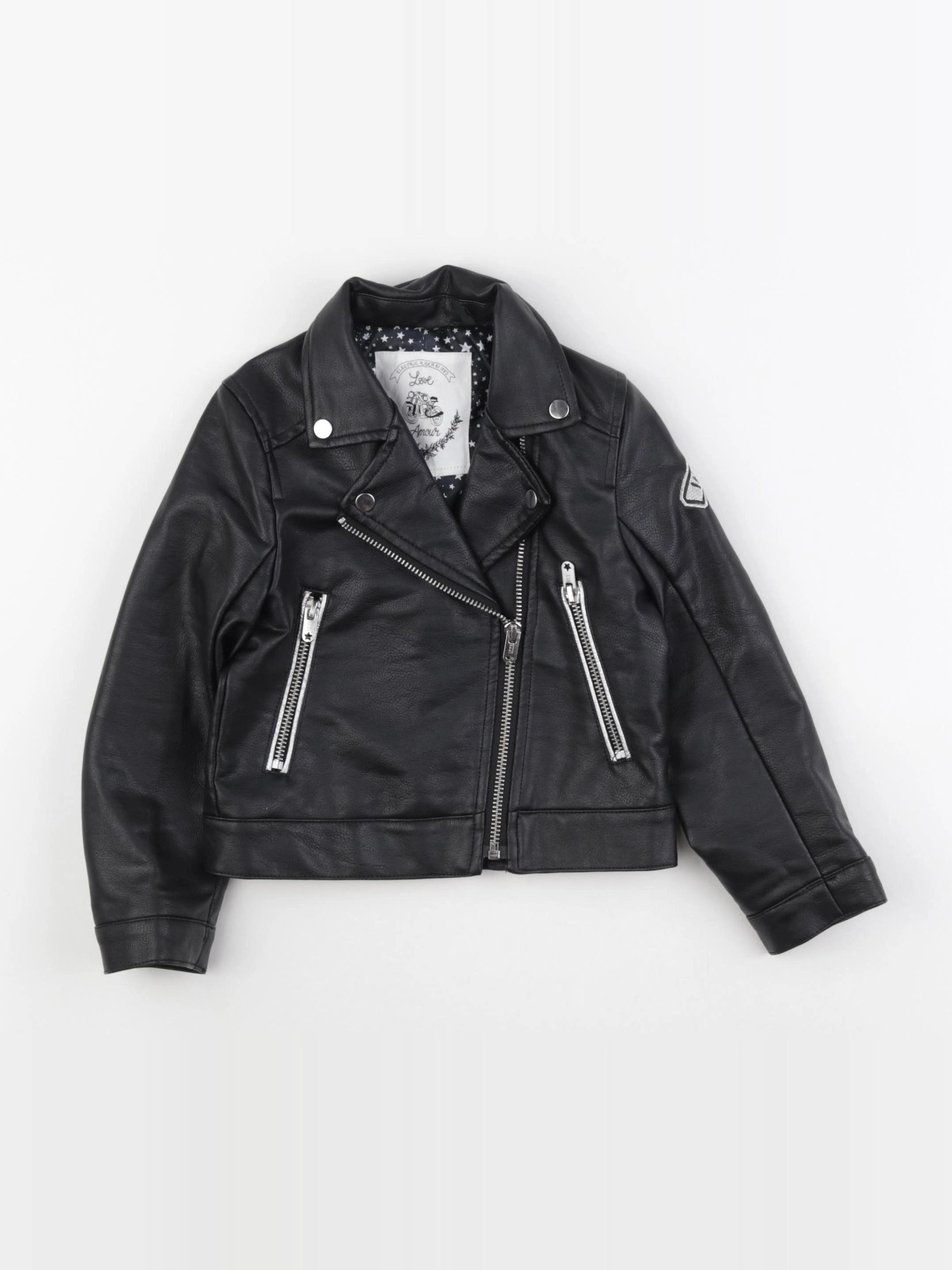 IKKS - veste simili cuir imprimé au dos noir - 3 ans