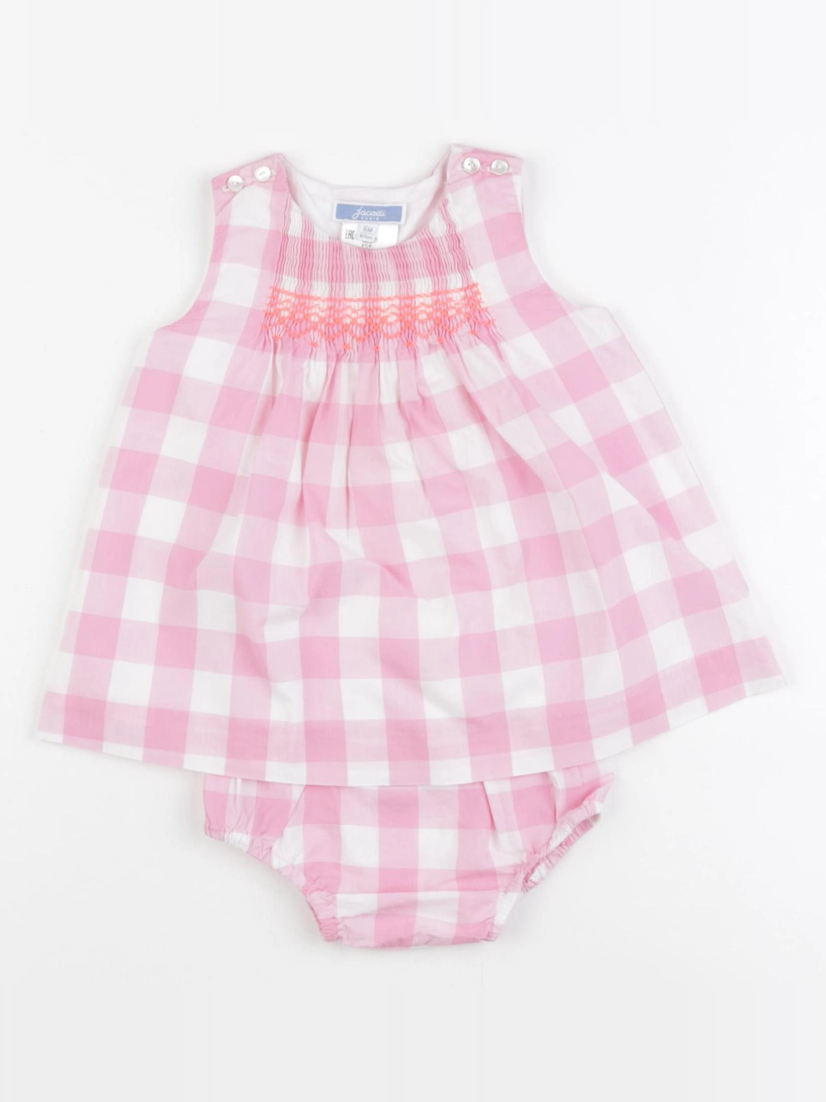Jacadi - robe blanc, rose - 6 mois