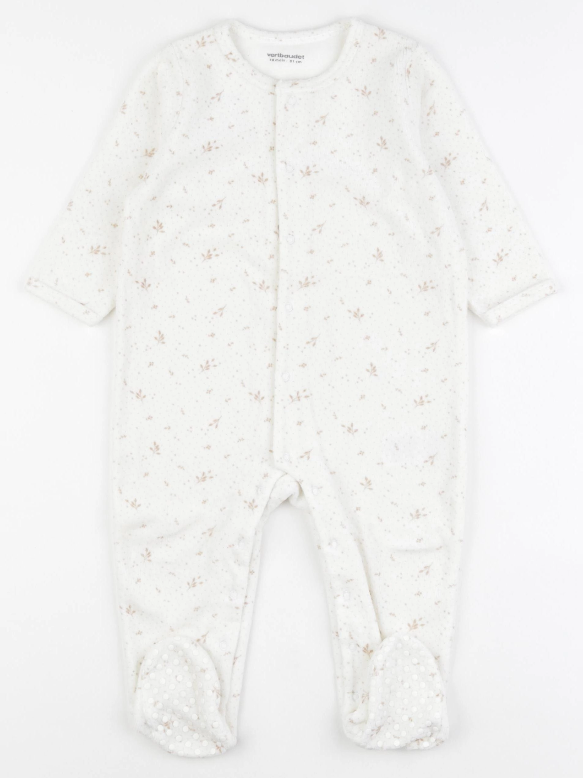 Vertbaudet - pyjama velours beige - 18 mois