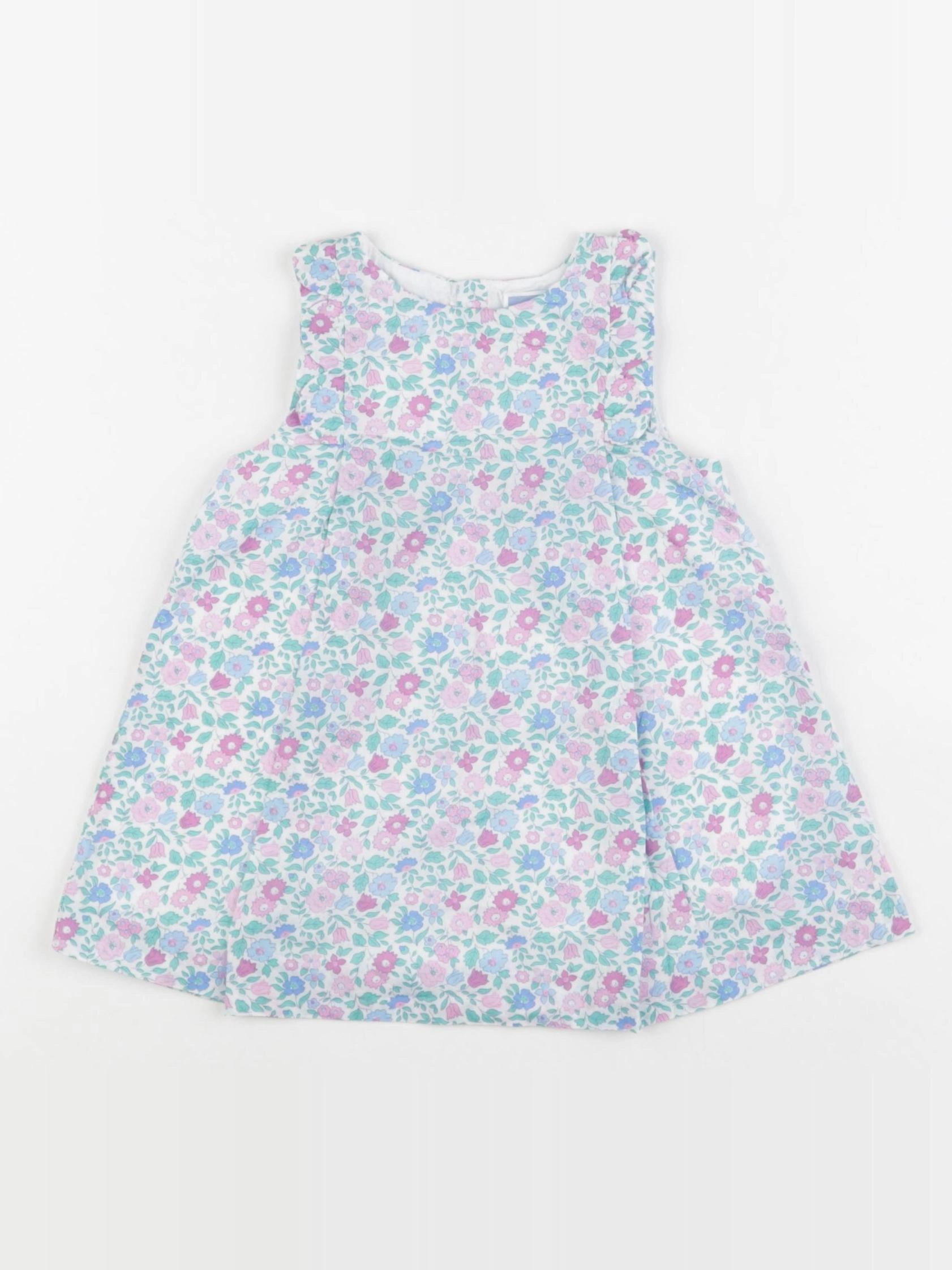 Jacadi - robe liberty bleu, vert, rose - 12 mois