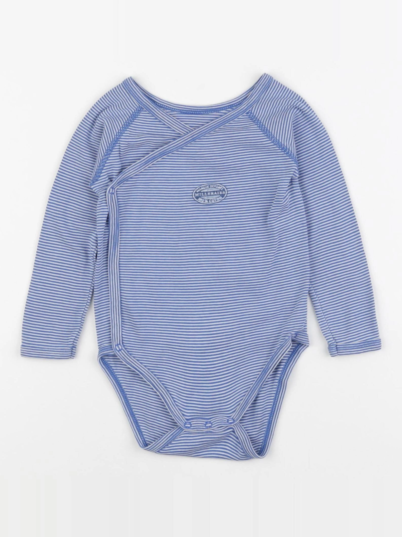 Petit Bateau - body bleu, blanc - 12 mois