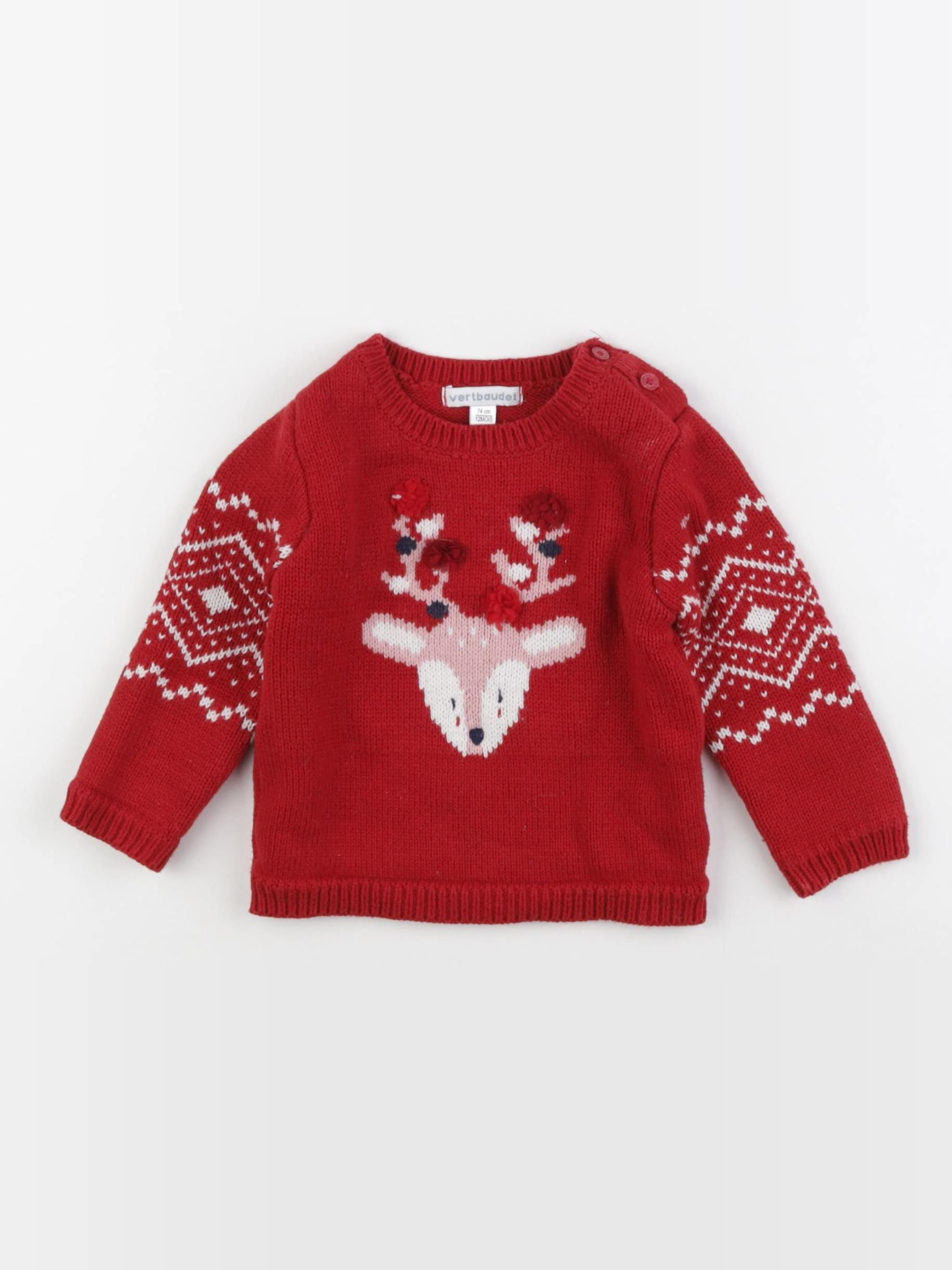 Vertbaudet - pull rouge - 12 mois