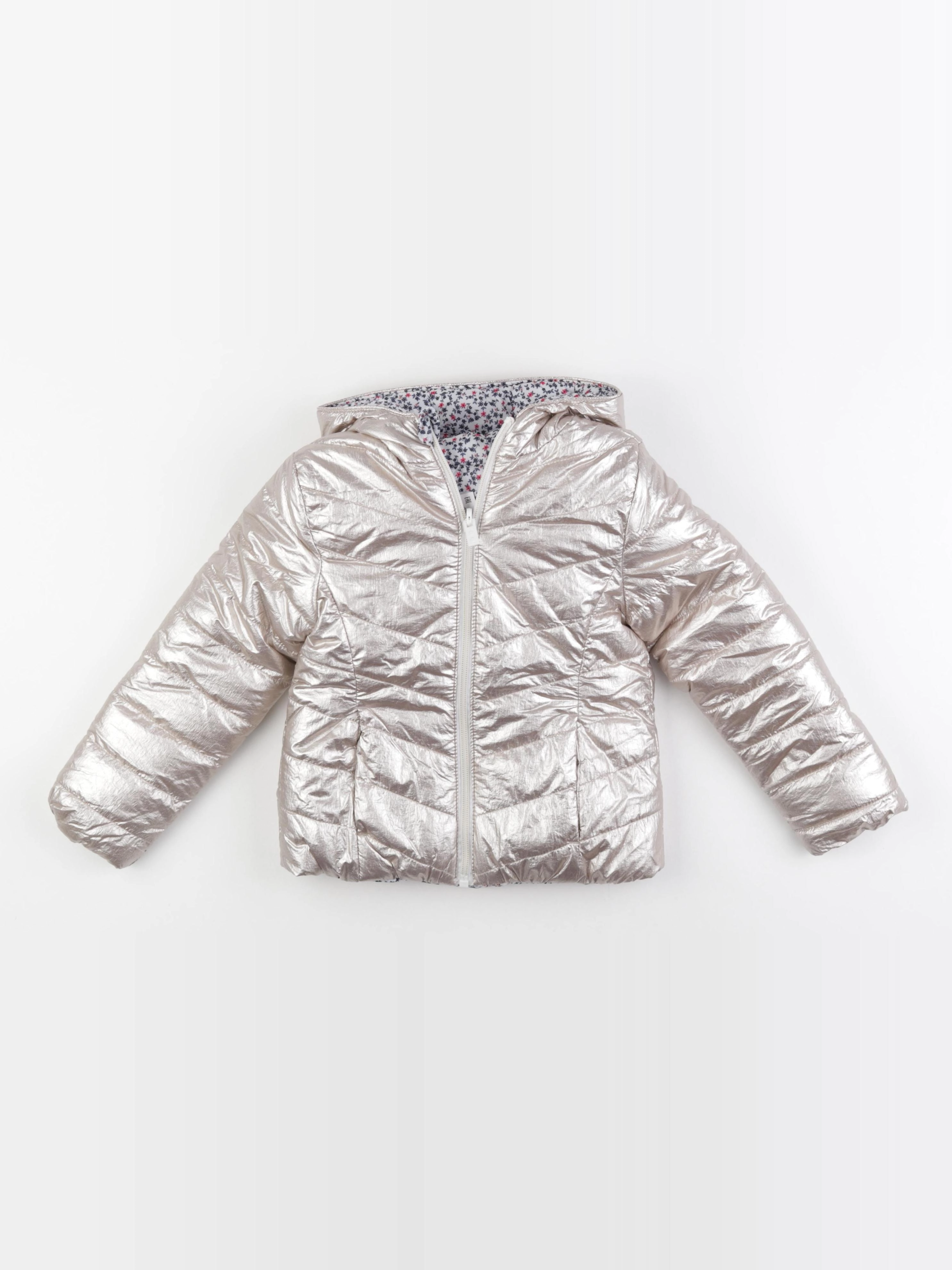 Okaidi - doudoune réversible or, blanc, bleu - 5 ans