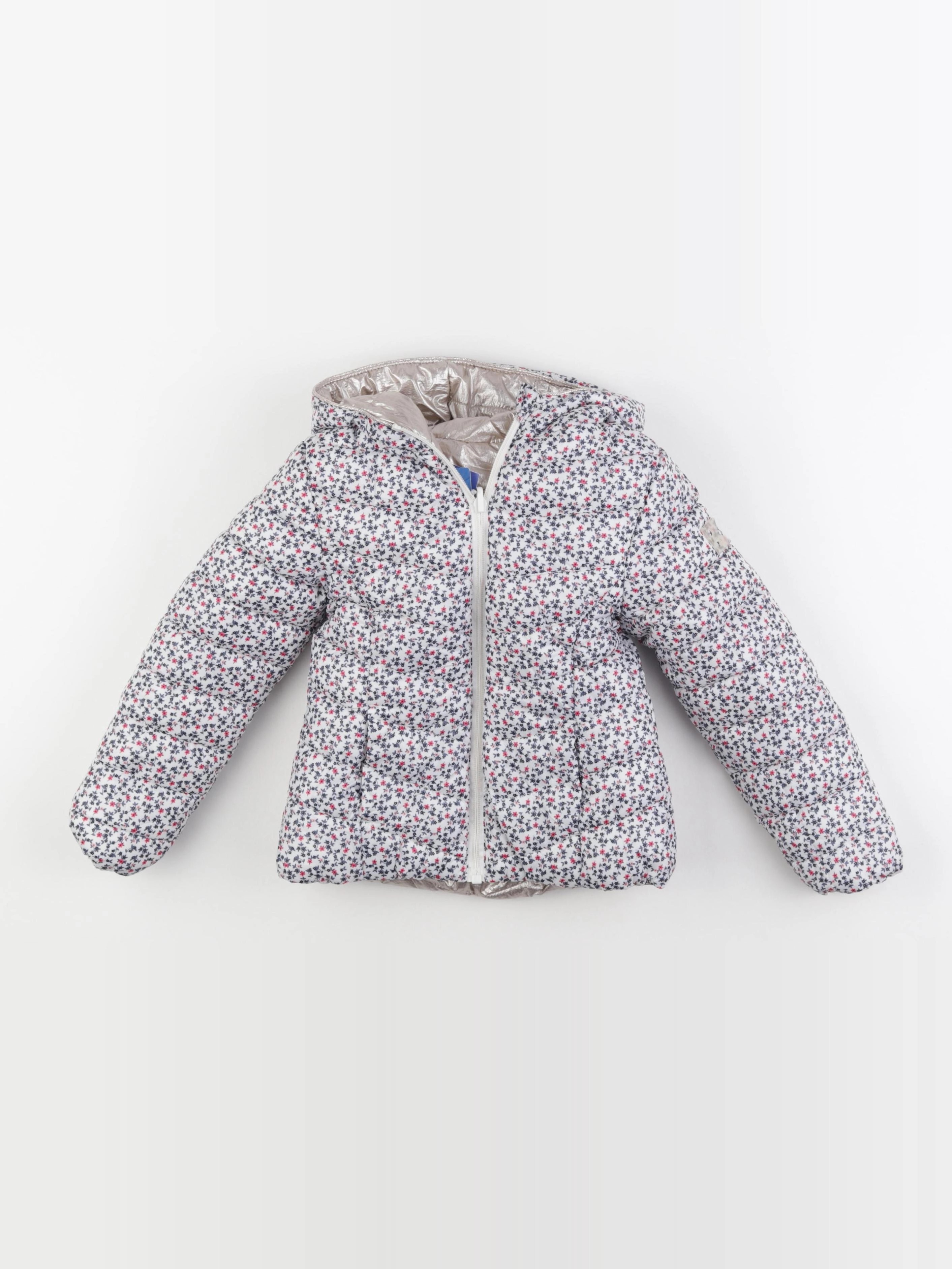 Okaidi - doudoune réversible or, blanc, bleu - 5 ans