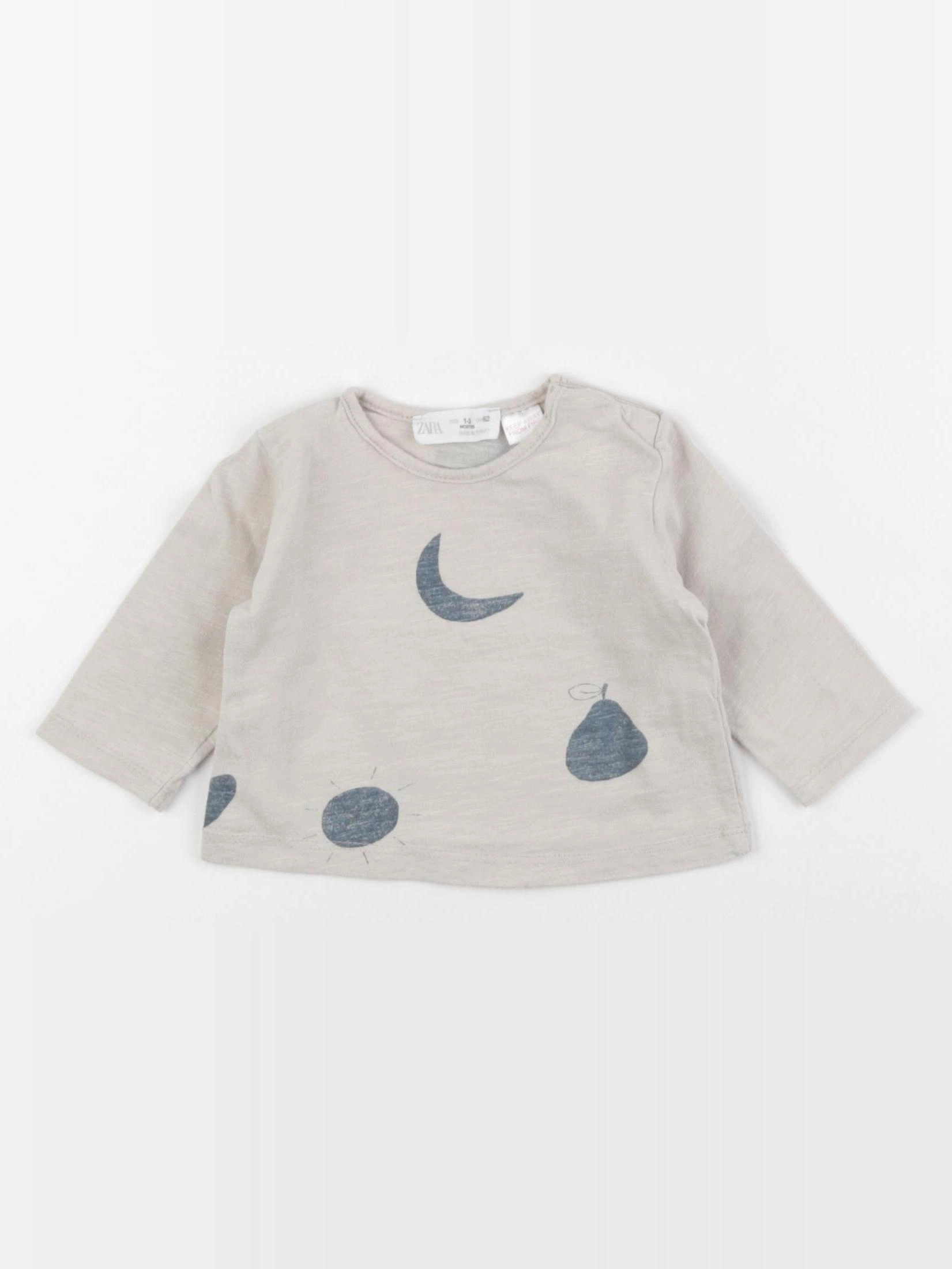 Zara - tee-shirt bleu, marron - 1/3 mois