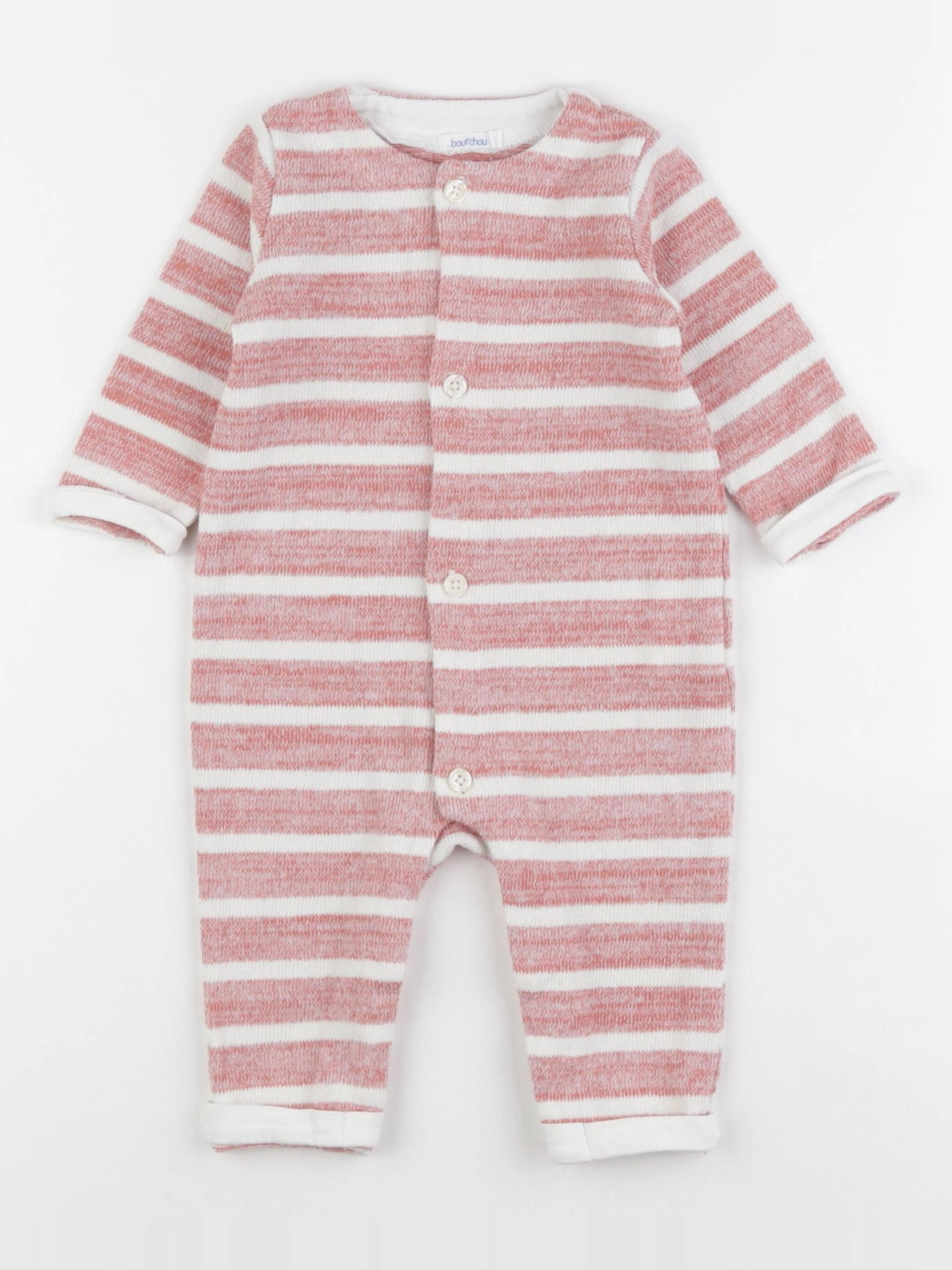 Boutchou - combinaison blanc, rose - 6 mois