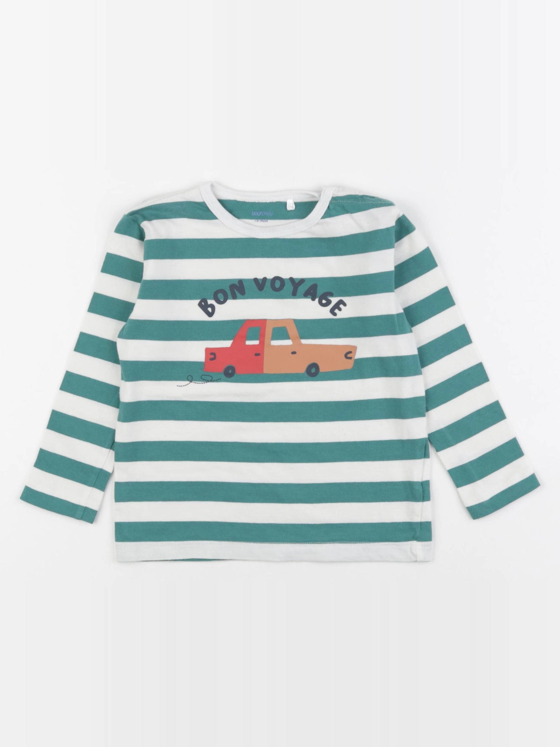 Boutchou - tee-shirt blanc, vert - 18 mois