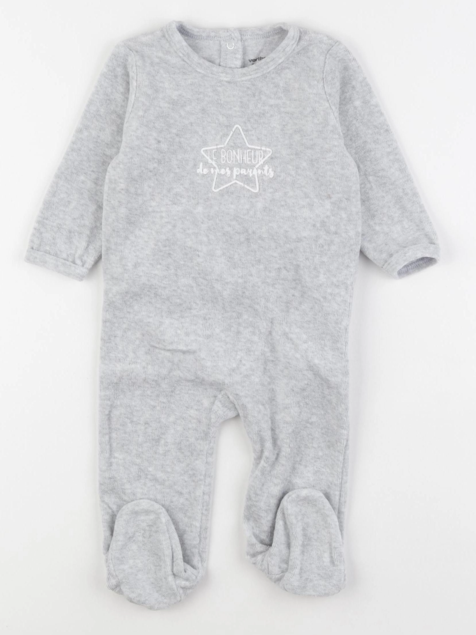 Vertbaudet - pyjama velours gris - 9 mois