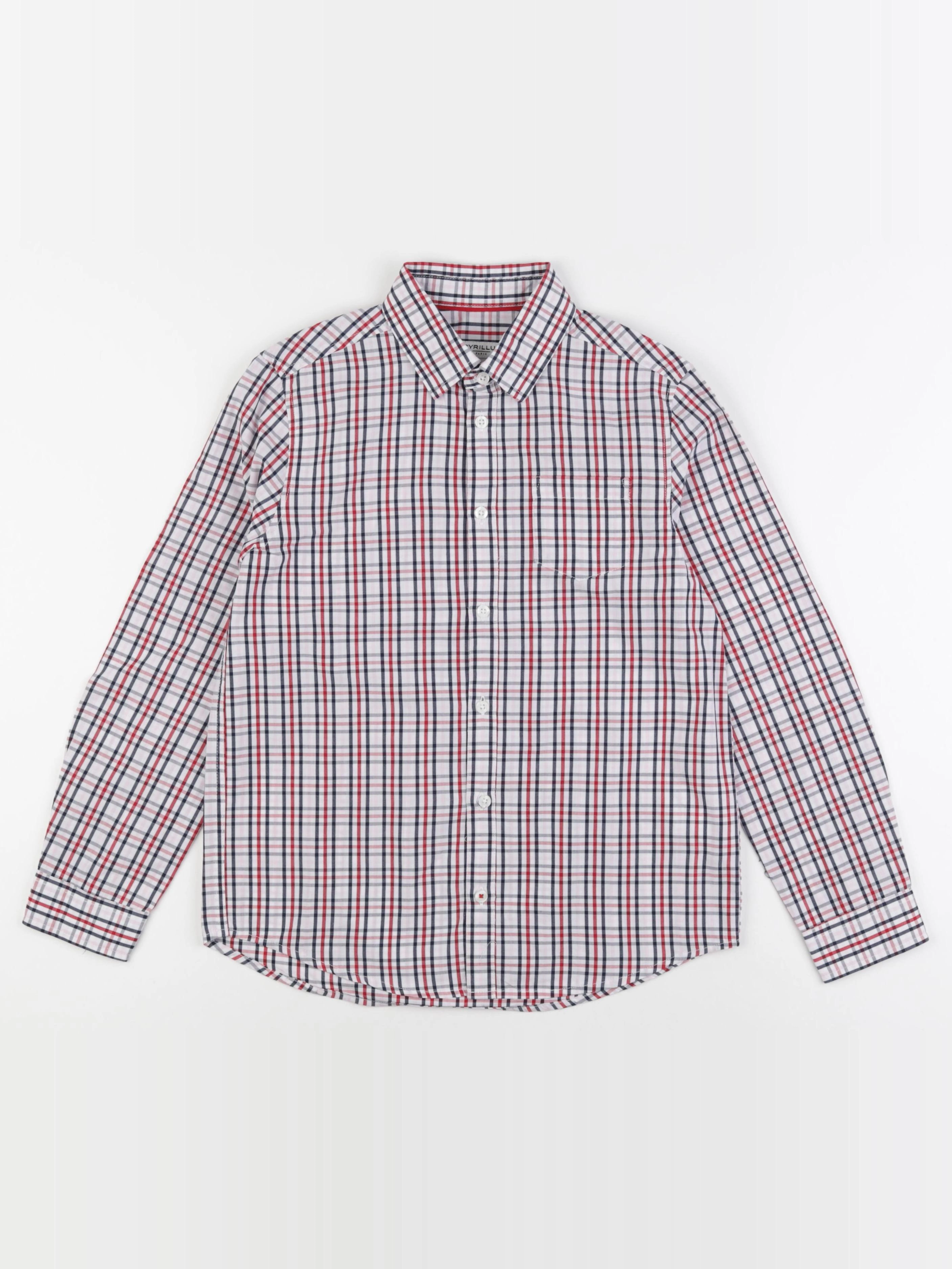 Cyrillus - chemise blanc, bleu, rouge - 10 ans