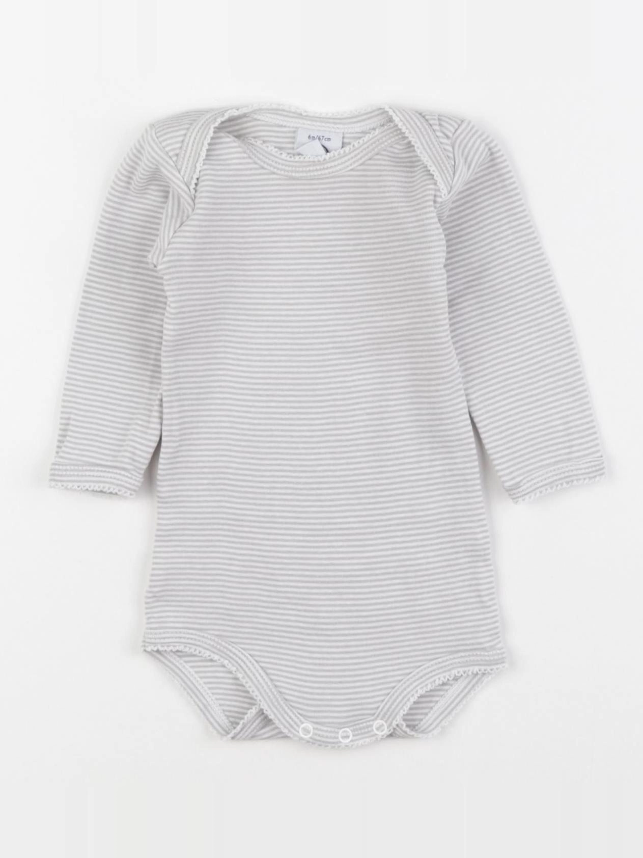Petit Bateau - body gris - 6 mois