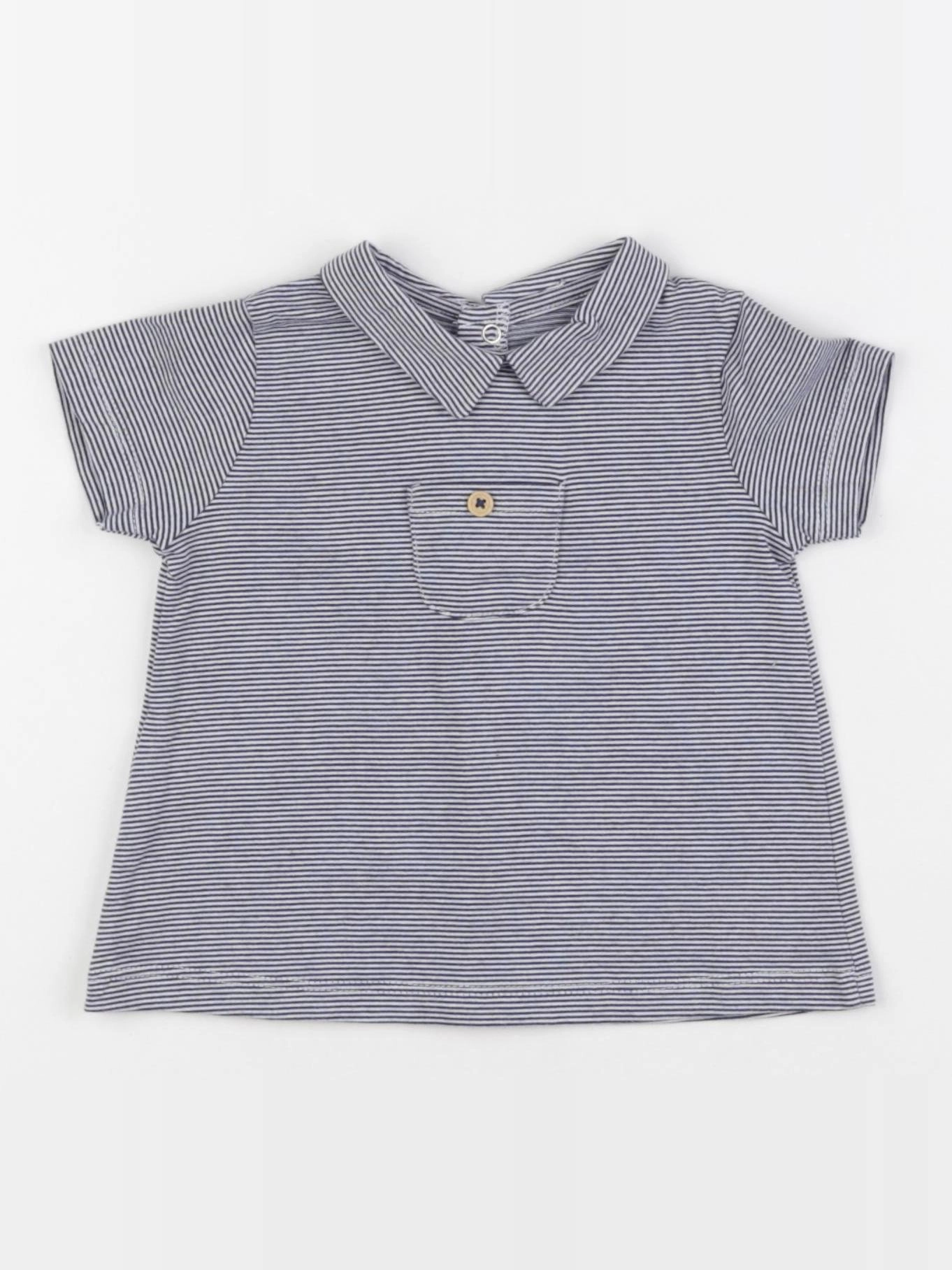 Boutchou - tee-shirt blanc, bleu - 6 mois