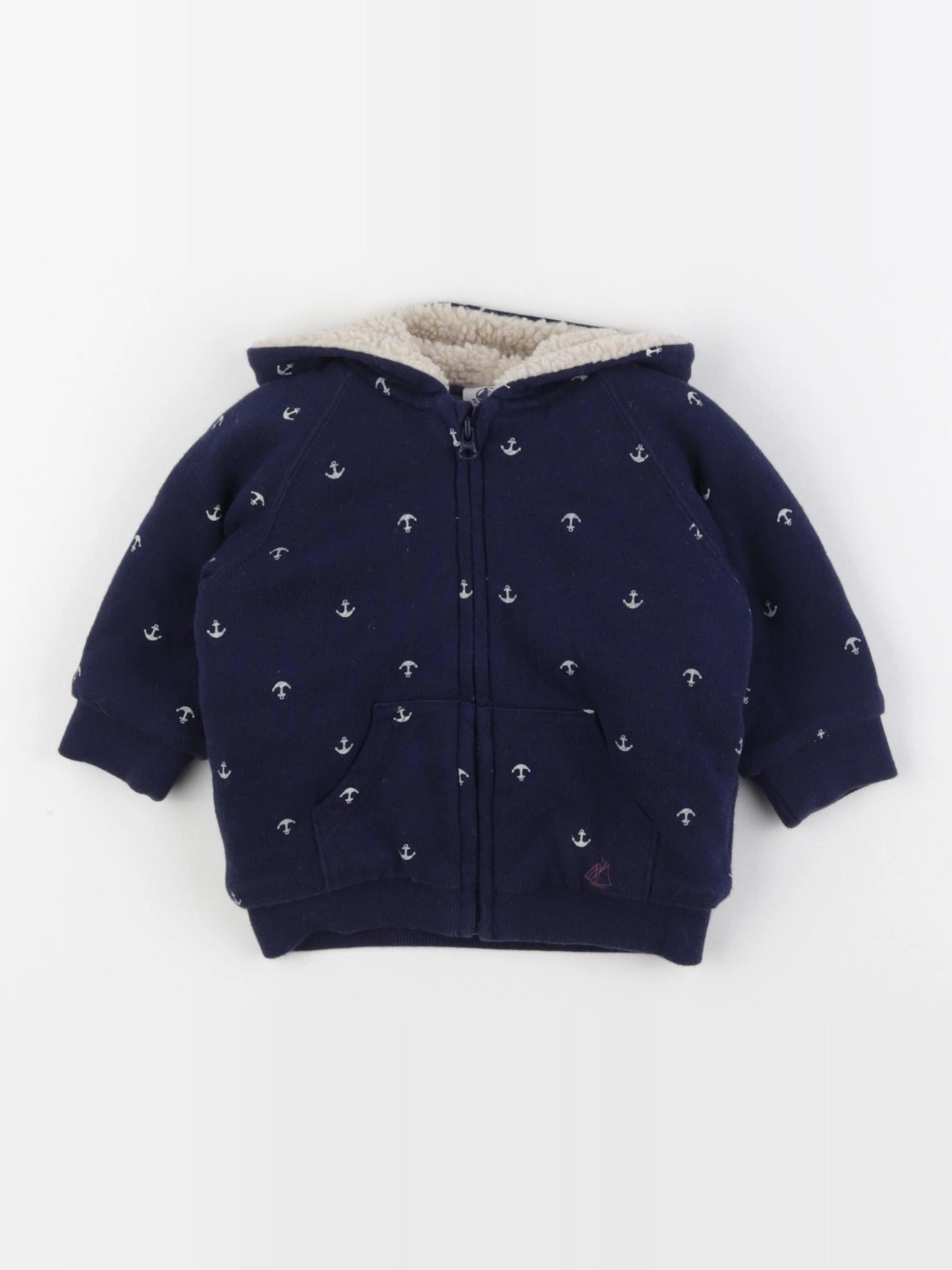 Petit Bateau - sweat bleu - 6 mois