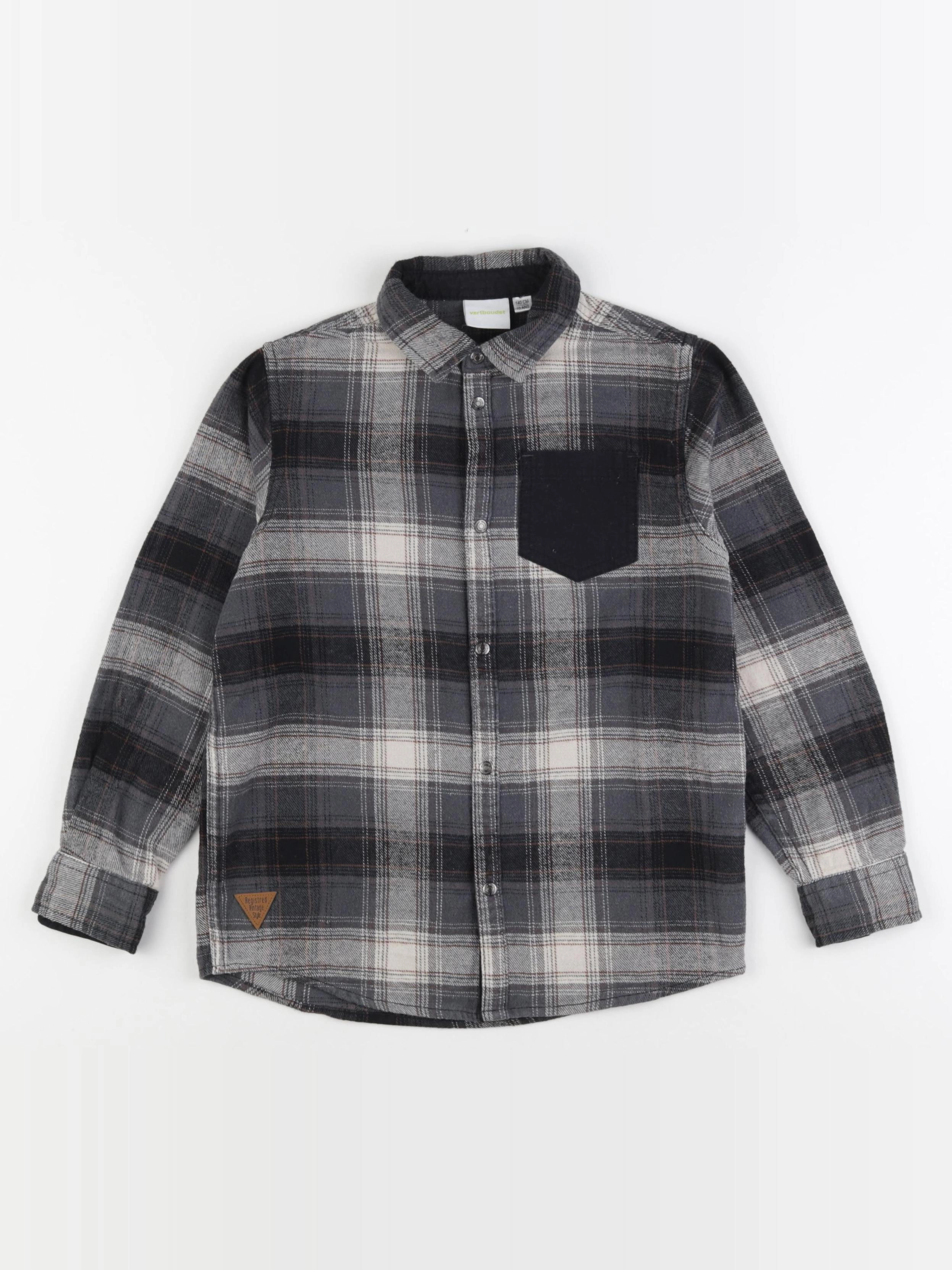 Vertbaudet - chemise beige, gris - 10 ans