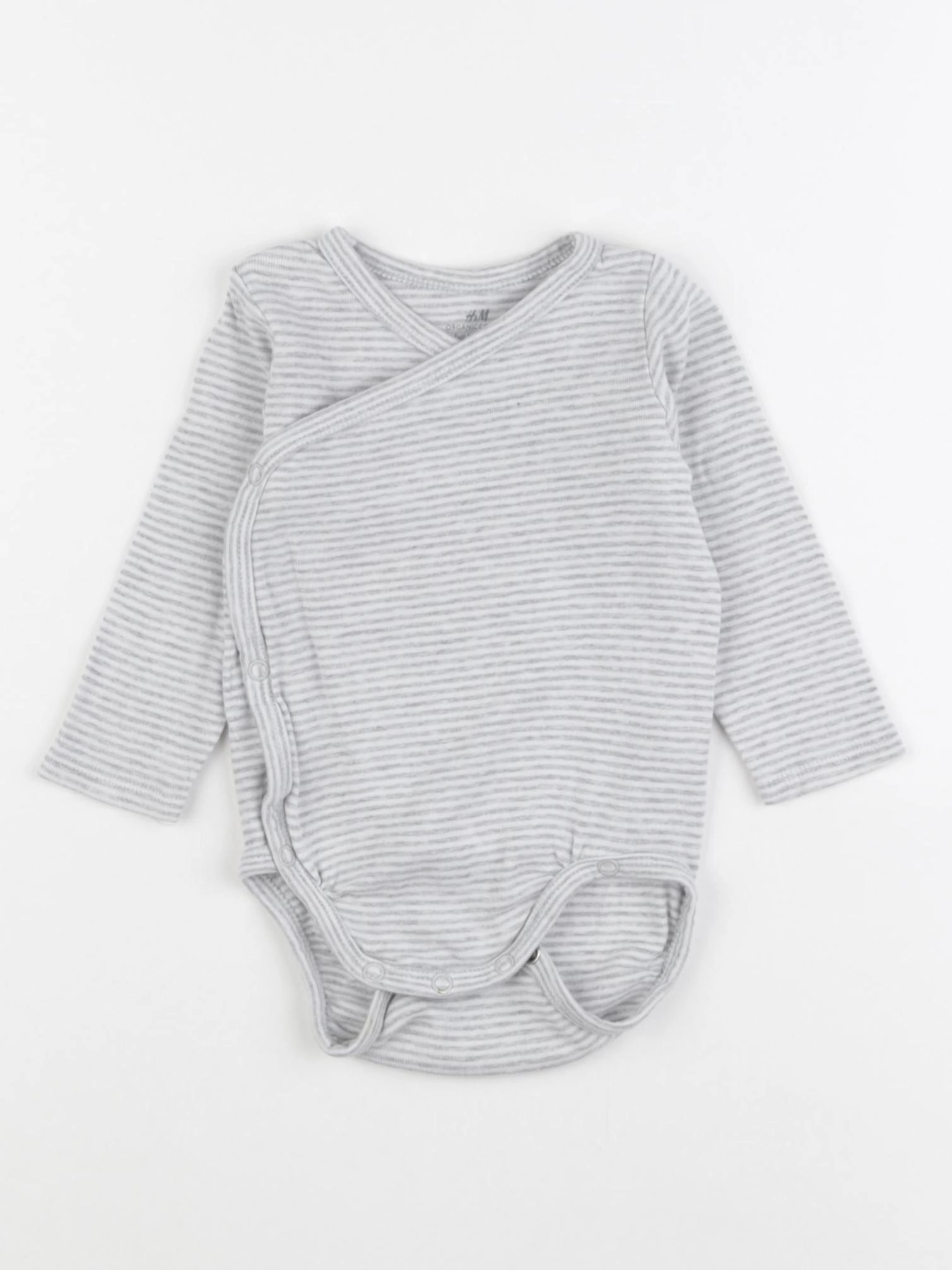 H&M - body blanc, gris - 9 mois