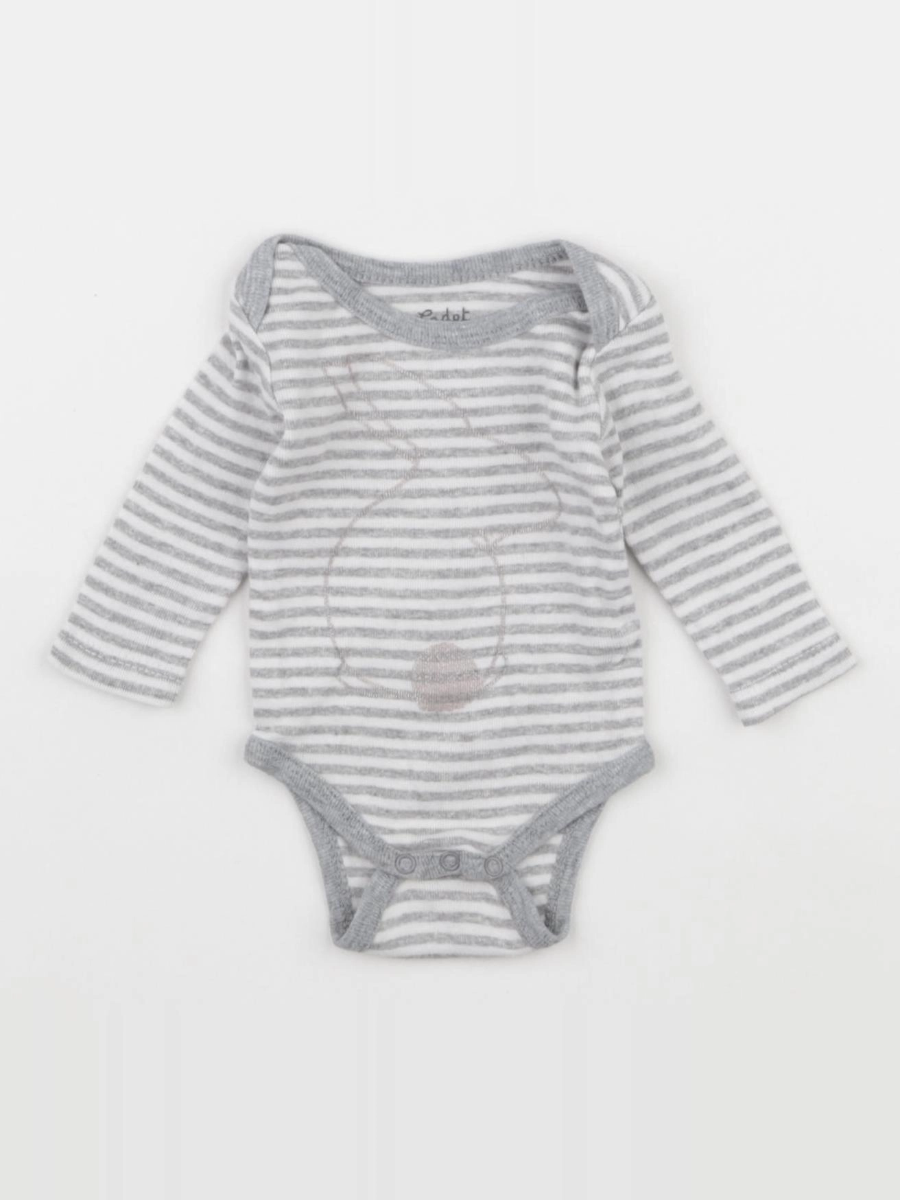 Cadet Rousselle - body blanc, gris - 0 mois