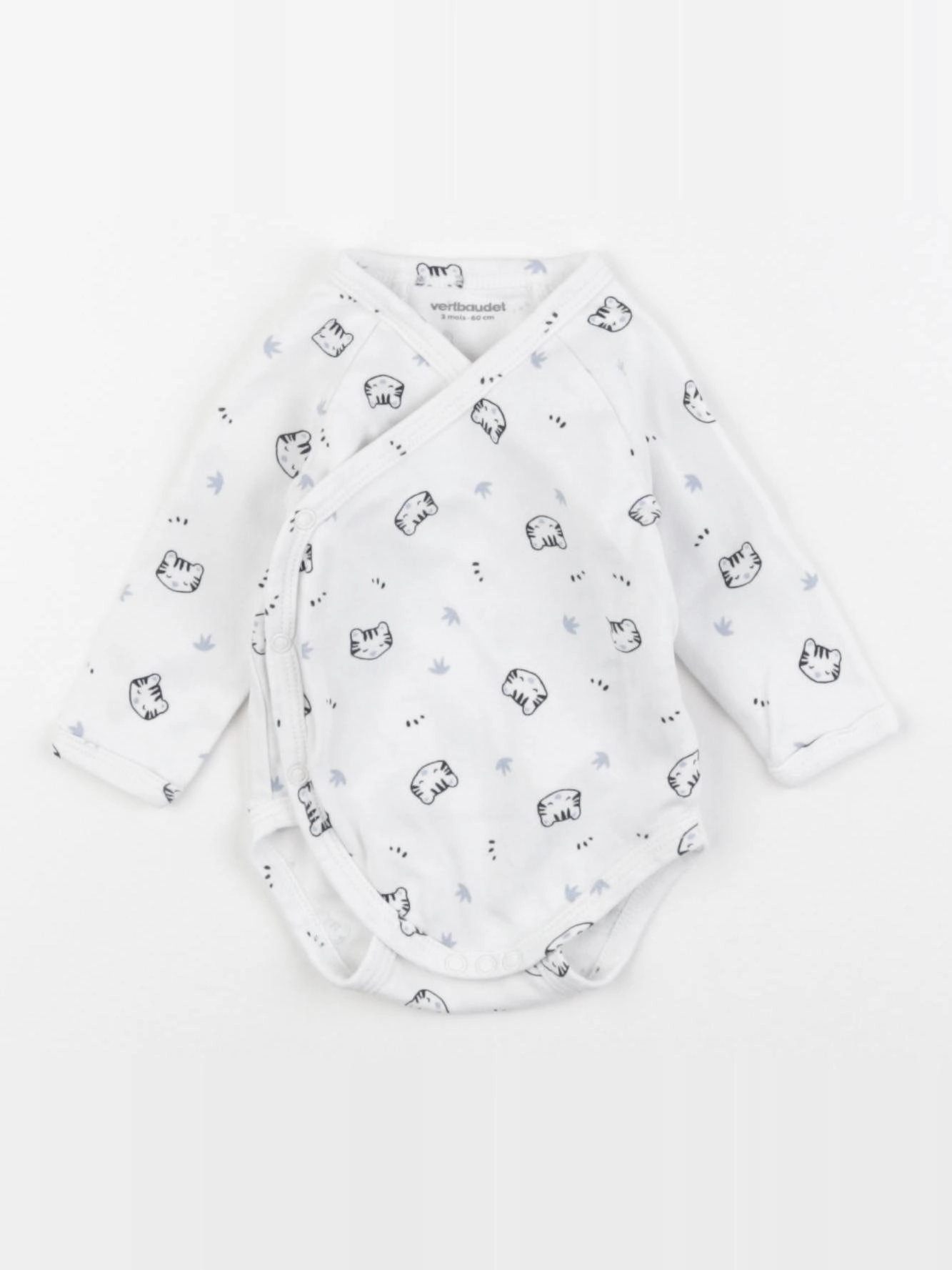 Vertbaudet - body blanc, bleu - 3 mois