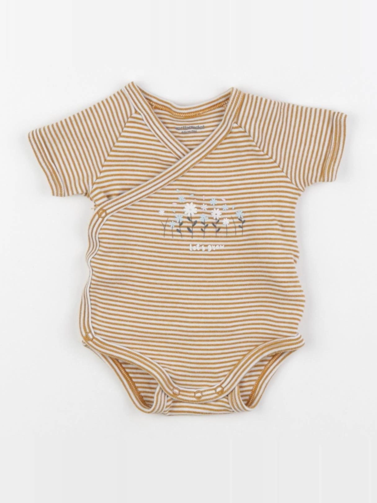 Vertbaudet - body marron, blanc - 3 mois
