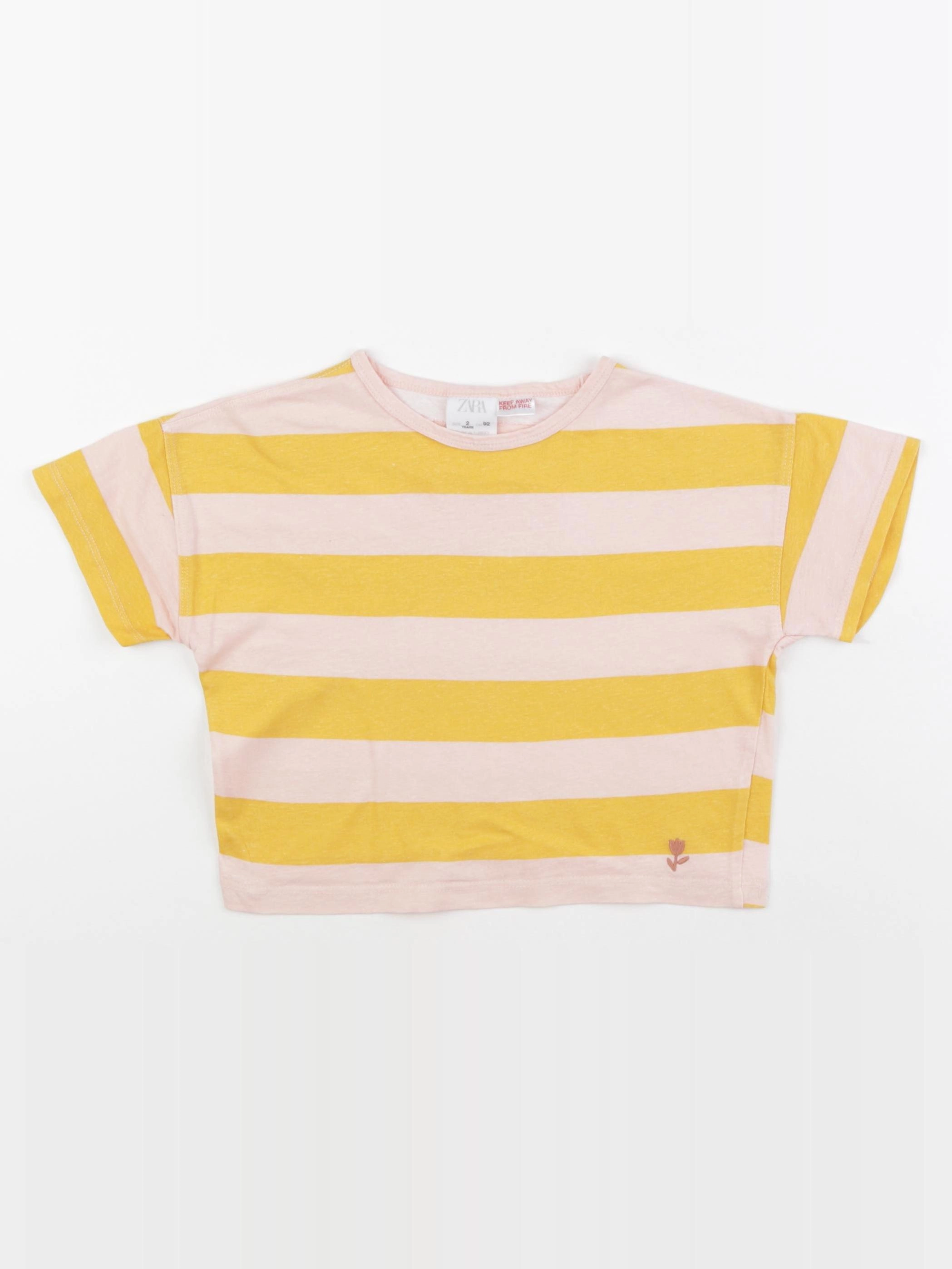 Zara - tee-shirt jaune, rose - 2 ans