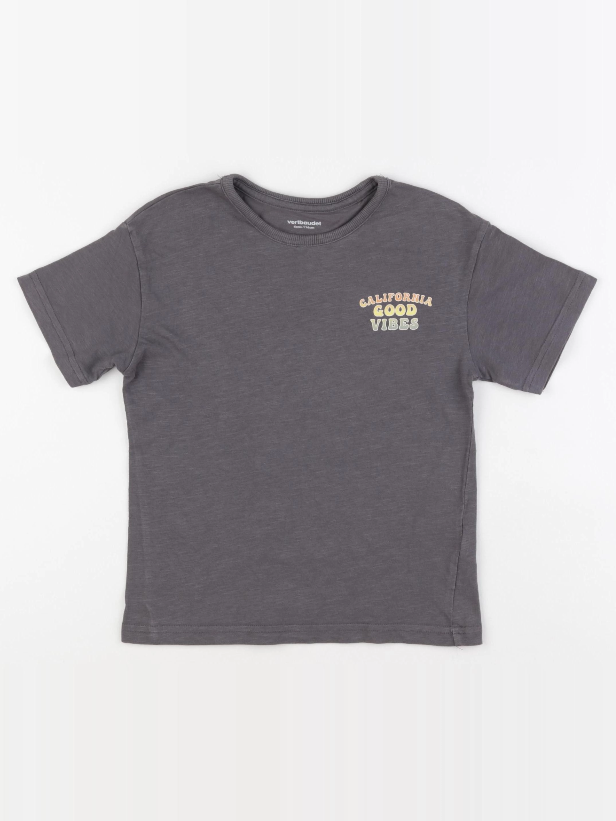 Vertbaudet - tee-shirt imprimé au dos gris - 6 ans