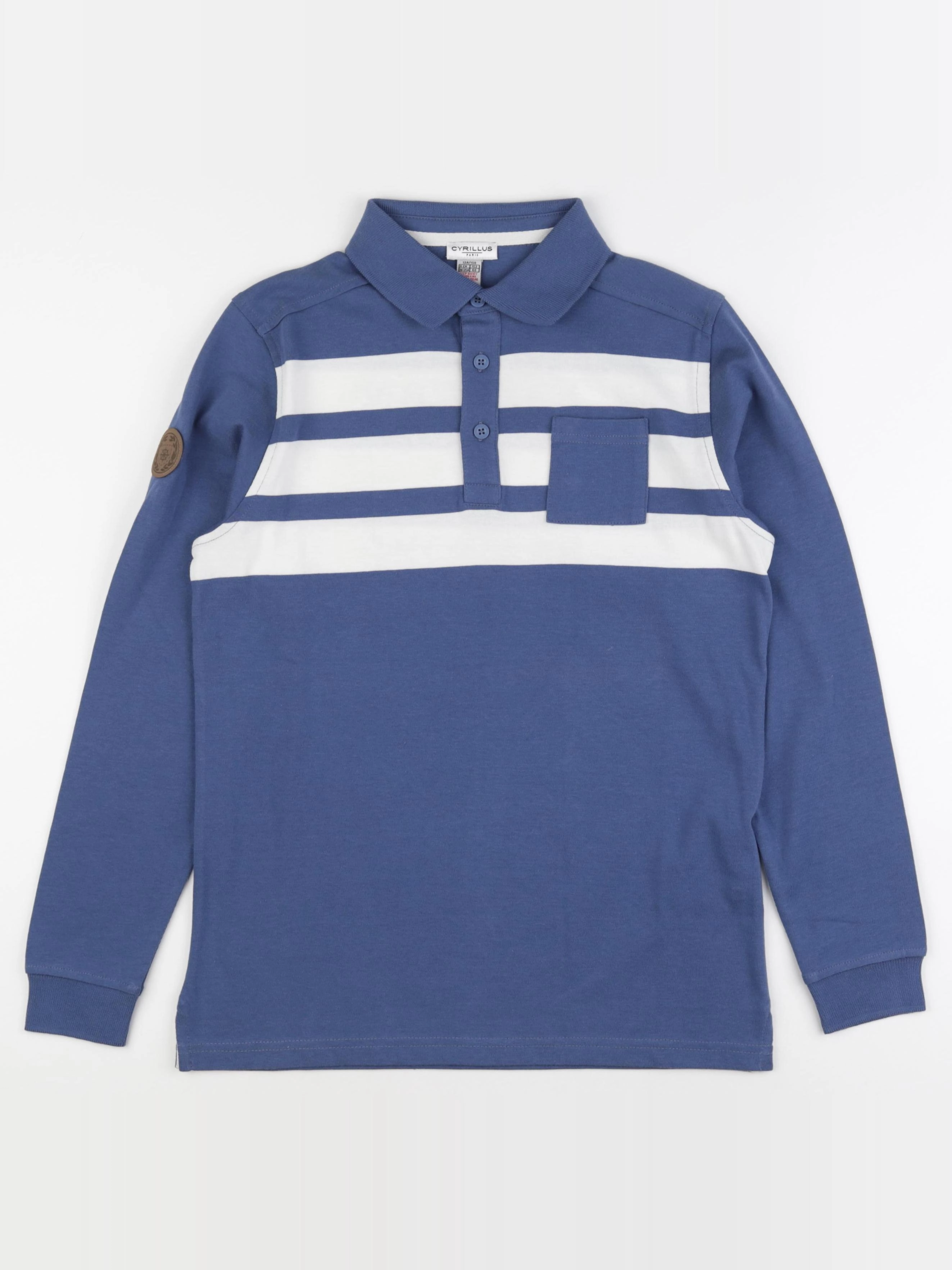 Cyrillus - polo bleu, blanc - 12 ans