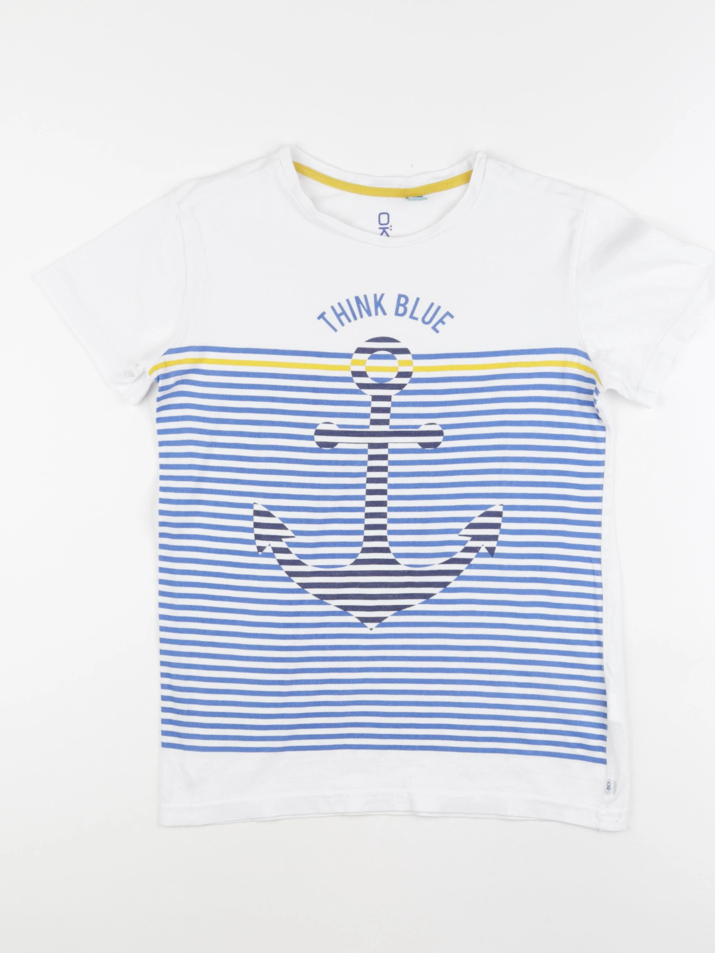 Okaidi - tee-shirt blanc, bleu, jaune - 12 ans