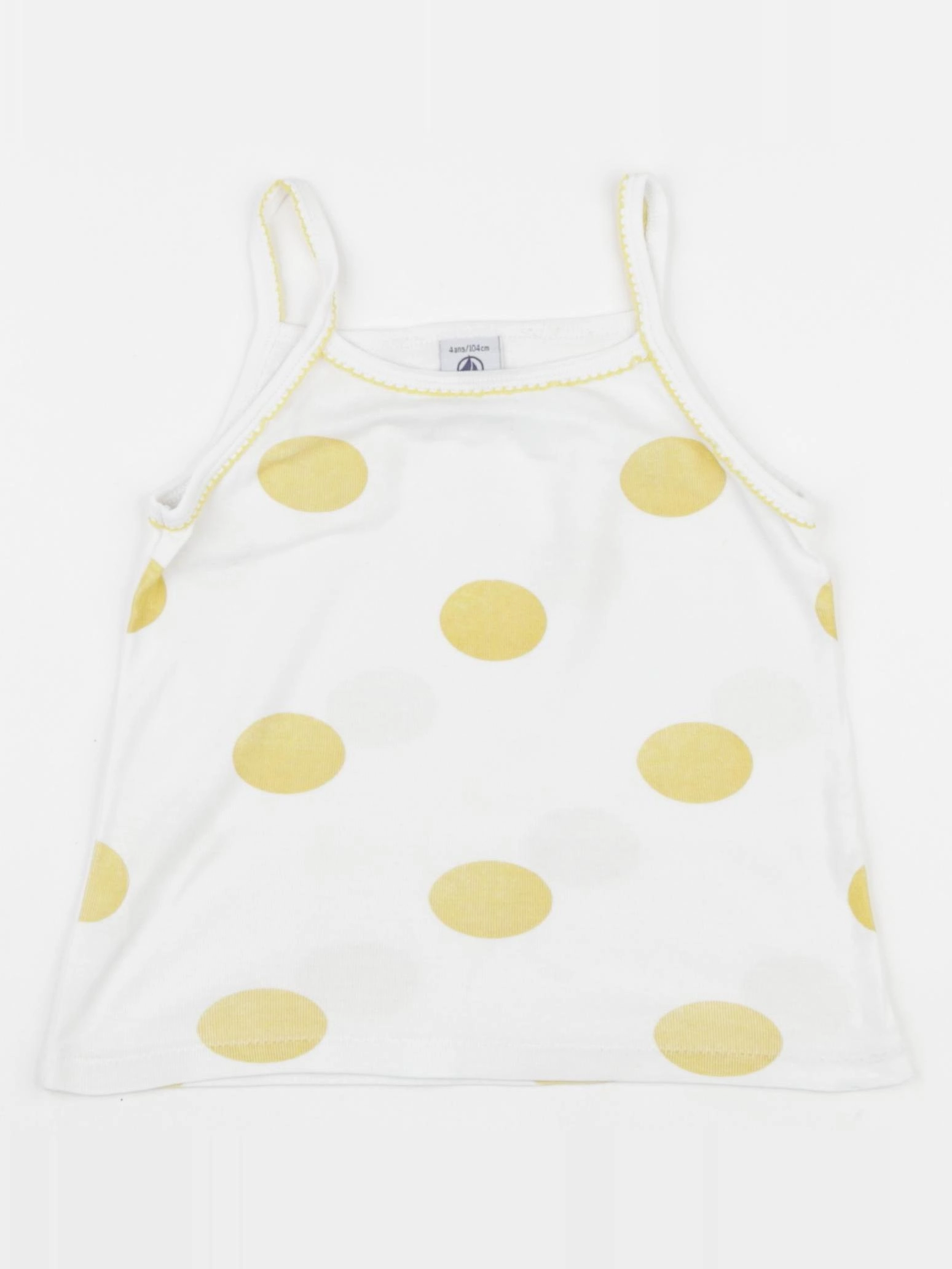 Petit Bateau - maillot de corps blanc, jaune - 4 ans