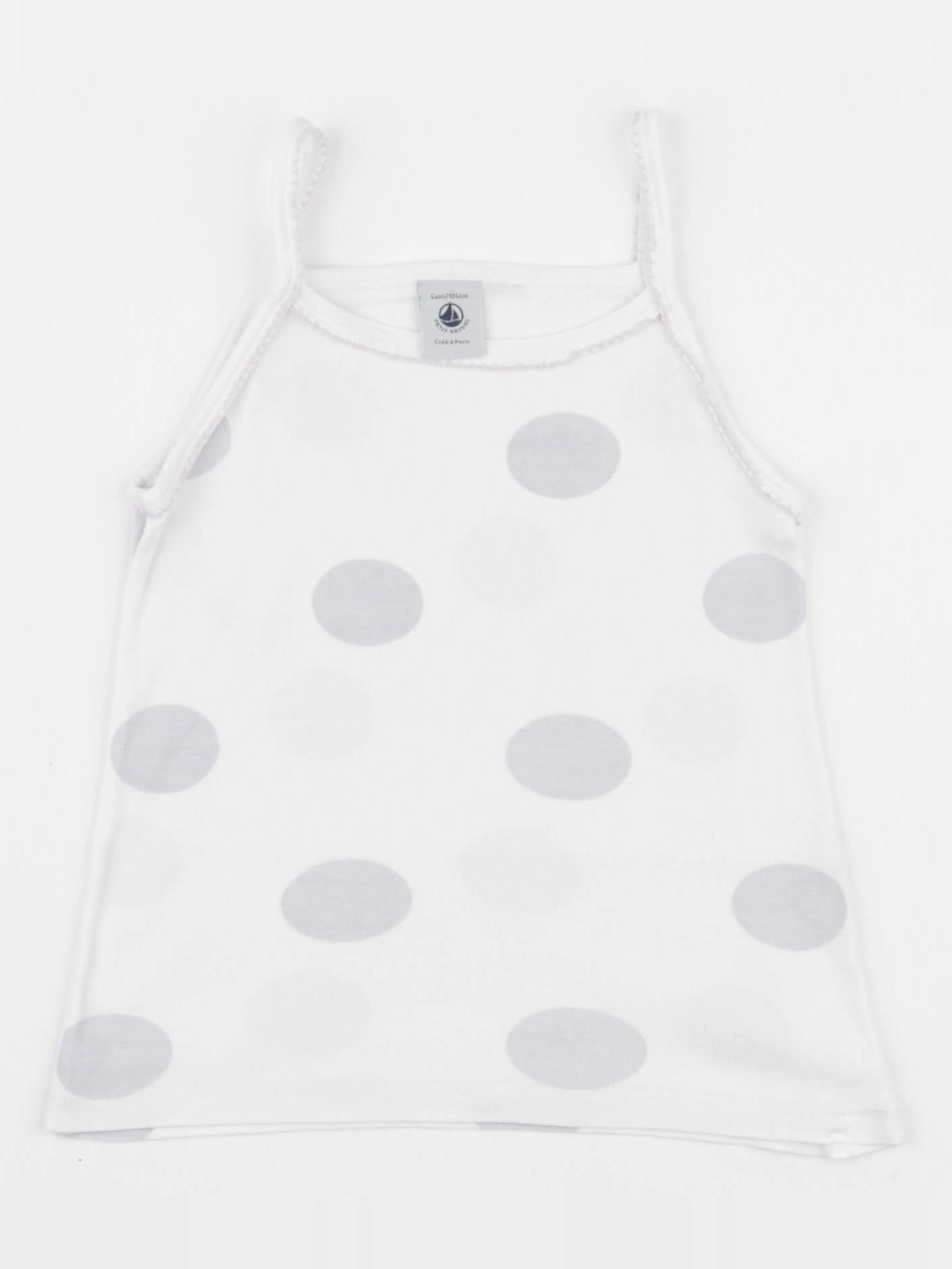 Petit Bateau - maillot de corps blanc, gris - 4 ans