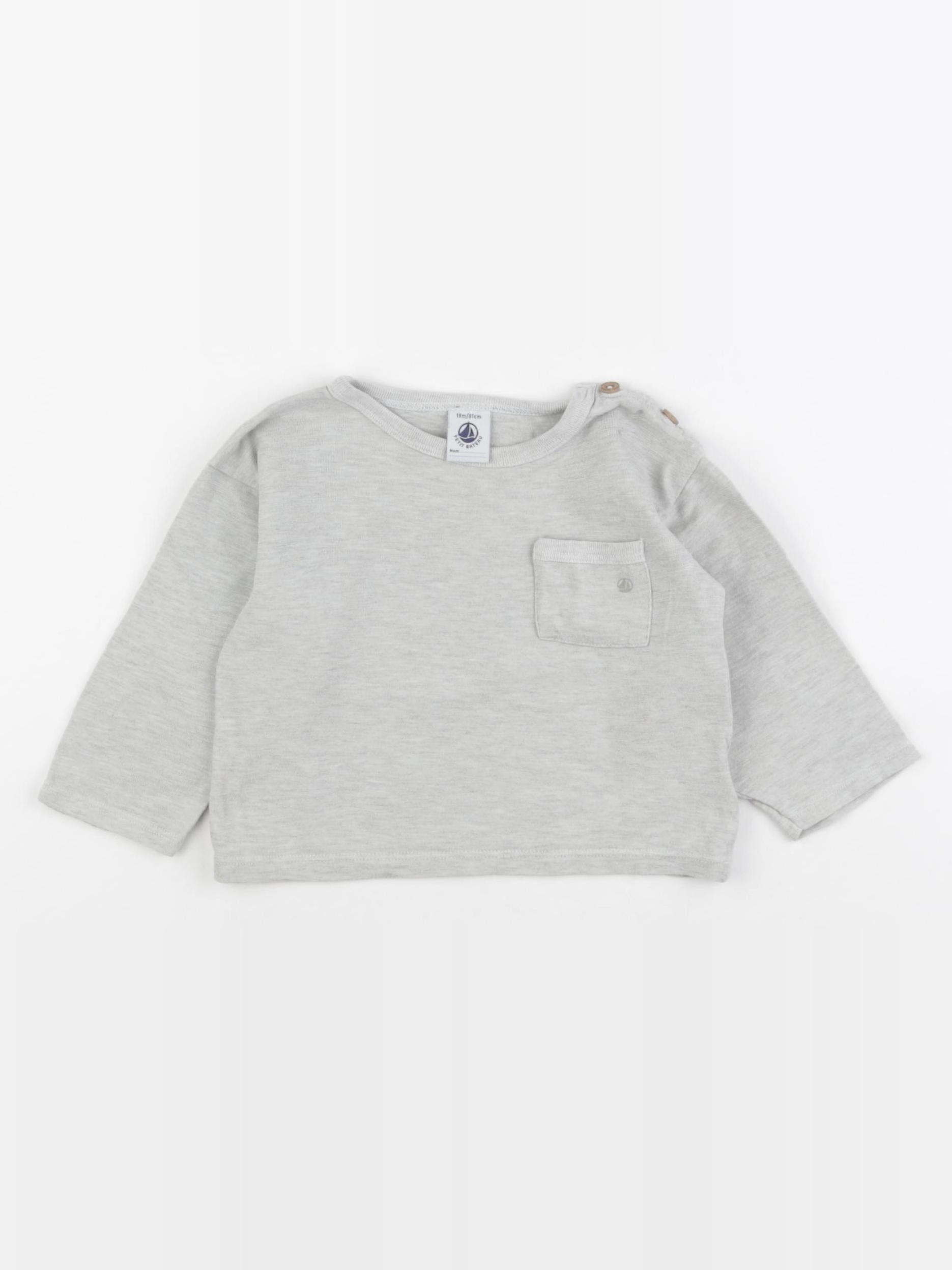 Petit Bateau - tee-shirt gris - 18 mois