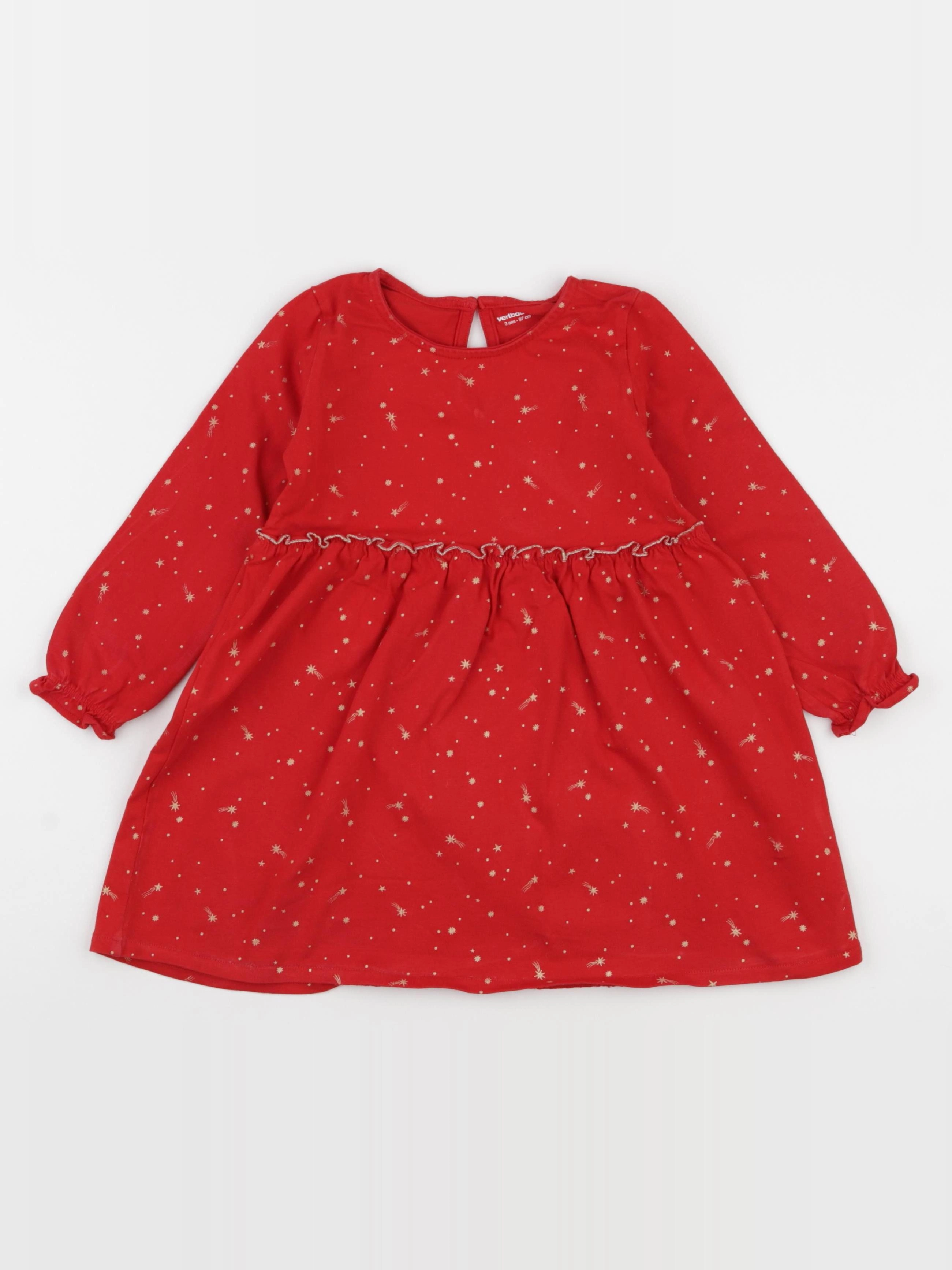 Vertbaudet - robe rouge, or - 3 ans