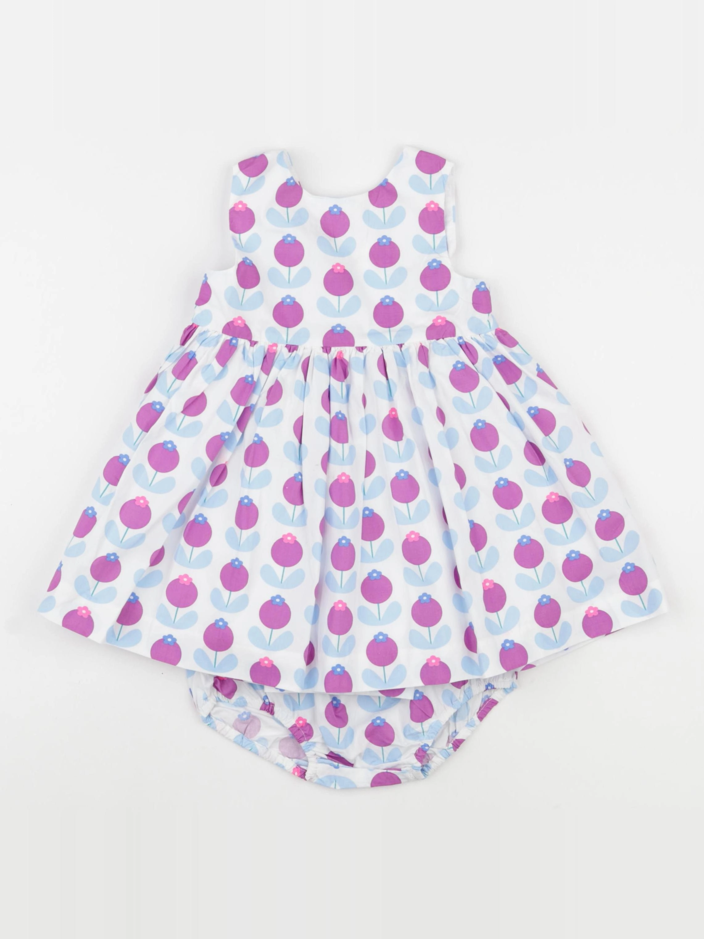 Jacadi - robe blanc, bleu, violet - 18 mois