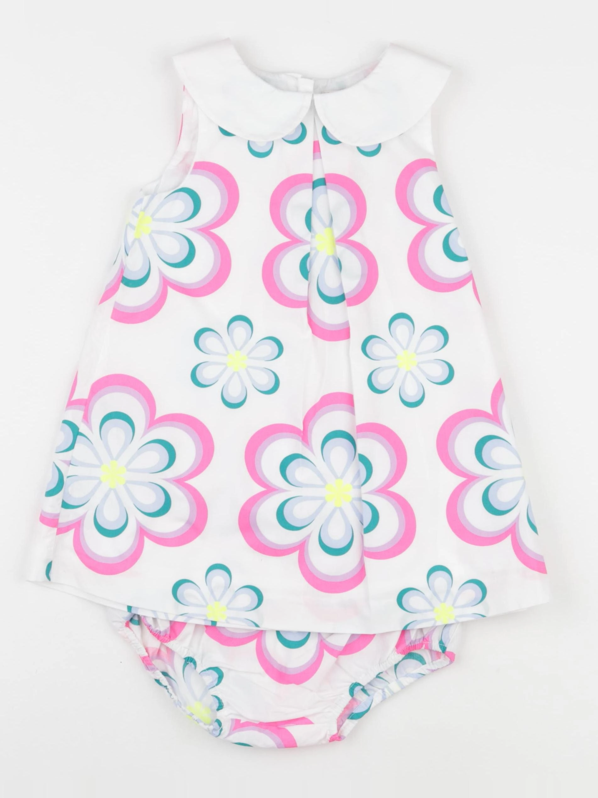 Jacadi - robe blanc, rose - 24 mois