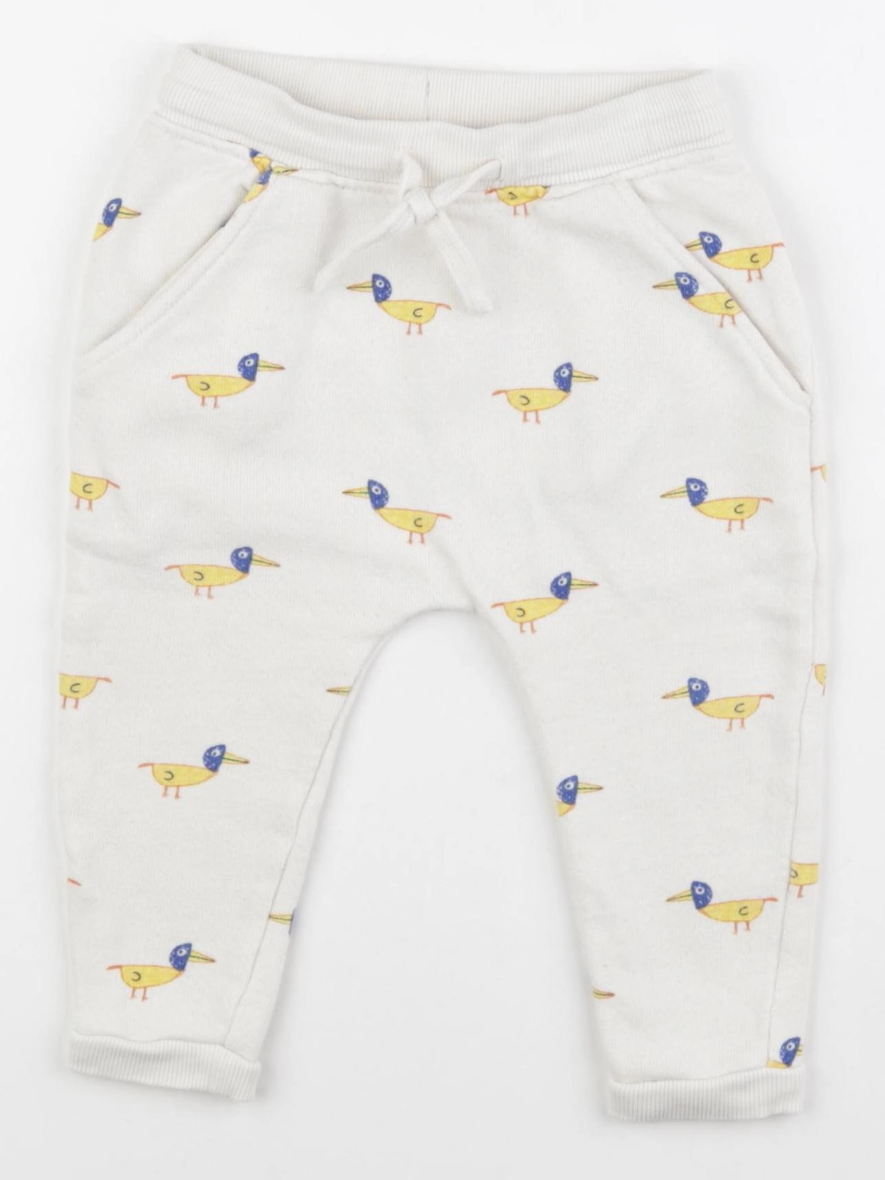 Boutchou - pantalon blanc, jaune - 12 mois