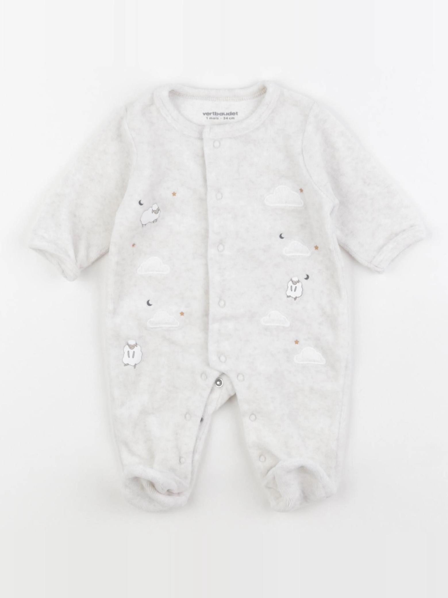 Vertbaudet - pyjama velours blanc - 1 mois