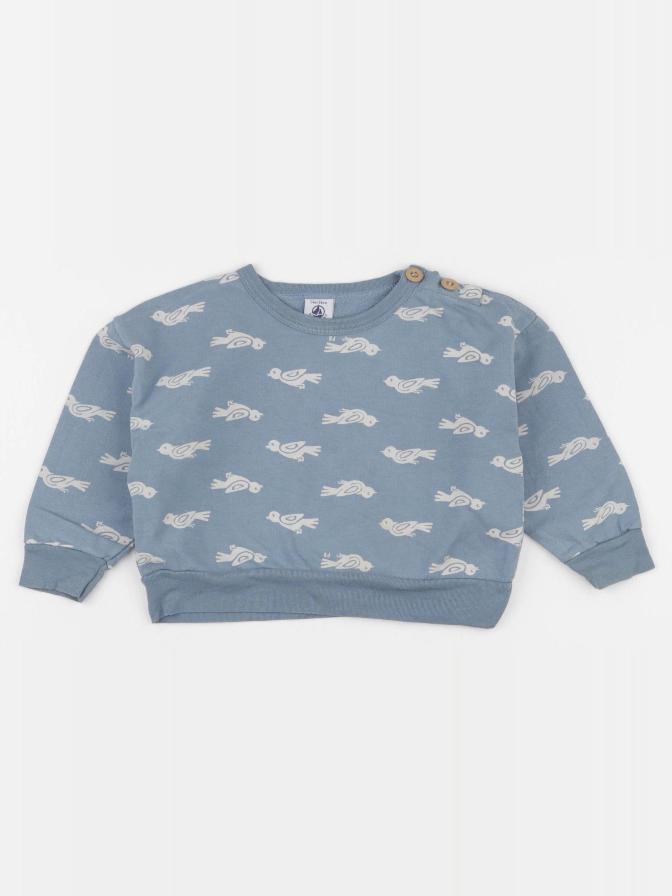 Petit Bateau - sweat bleu - 24 mois