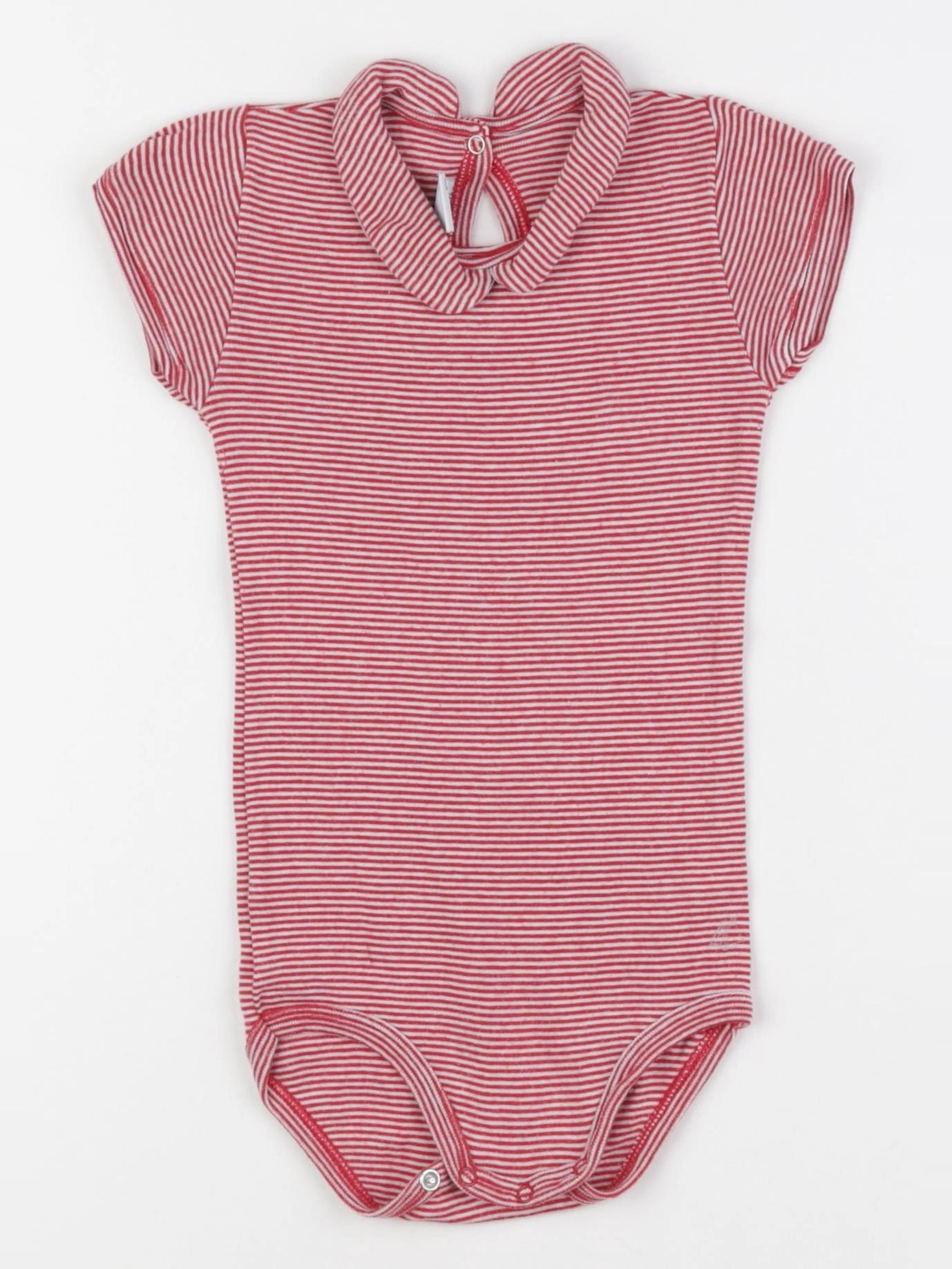 Petit Bateau - body à col blanc, rouge - 24 mois