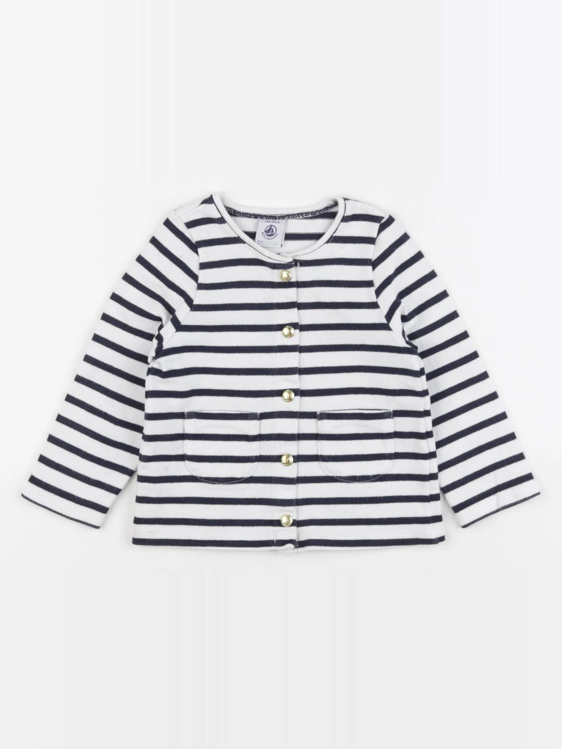 Petit Bateau - sweat blanc, bleu - 24 mois