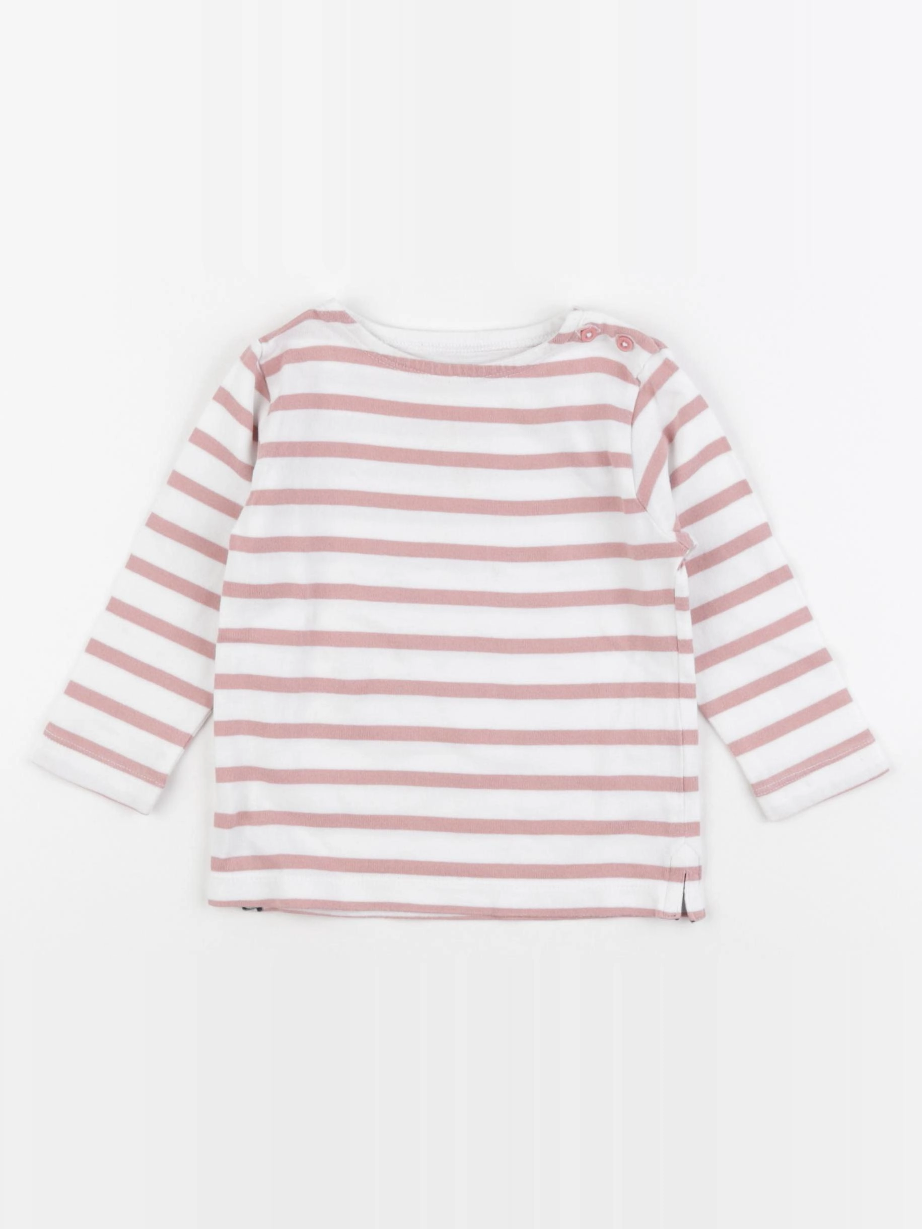 Boutchou - tee-shirt blanc, rose - 12 mois