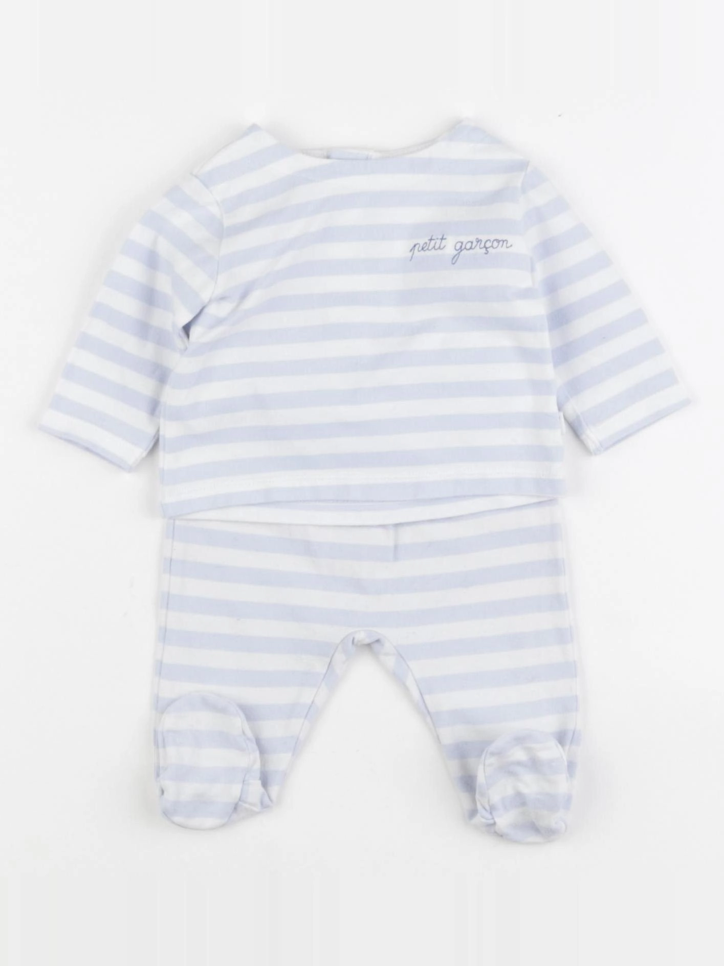 Jacadi - pyjama coton blanc, bleu - 1 mois
